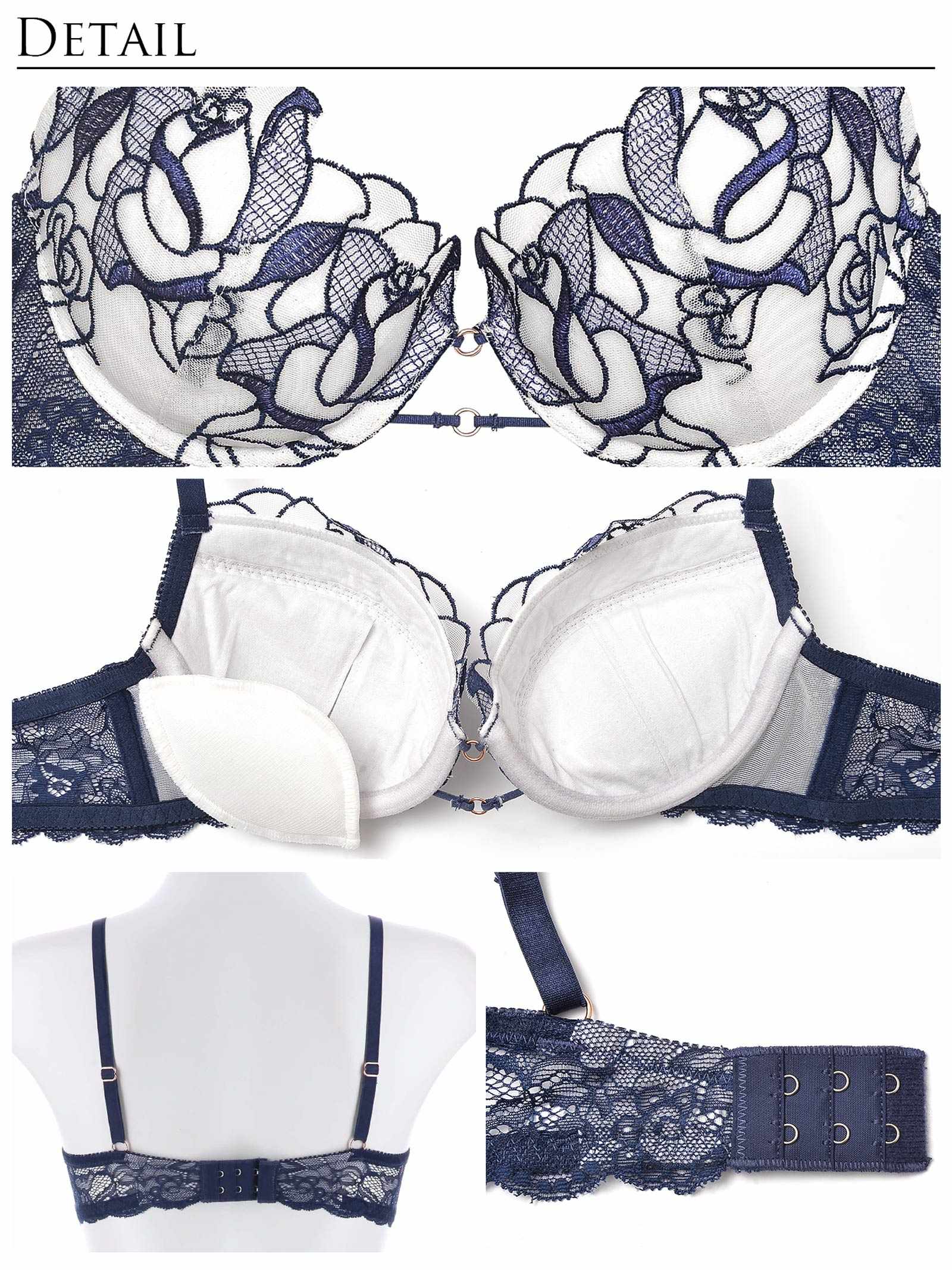 【Reinest】マジェスティックローズブラジャー&バック透けフルバックショーツ