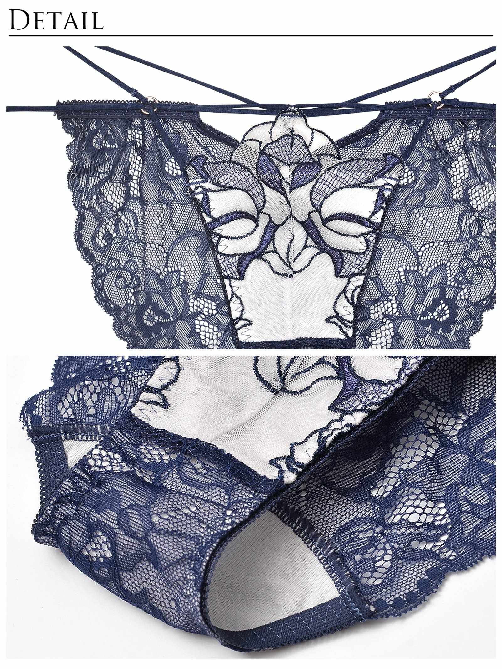 【Reinest】マジェスティックローズブラジャー&バック透けフルバックショーツ