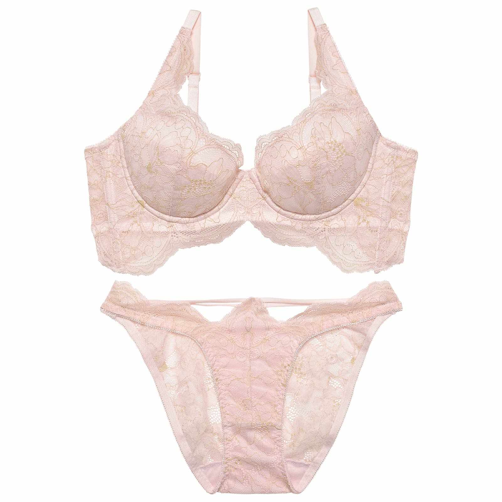 ロイヤリティフルールレースブラジャー&バック透けフルバックショーツ