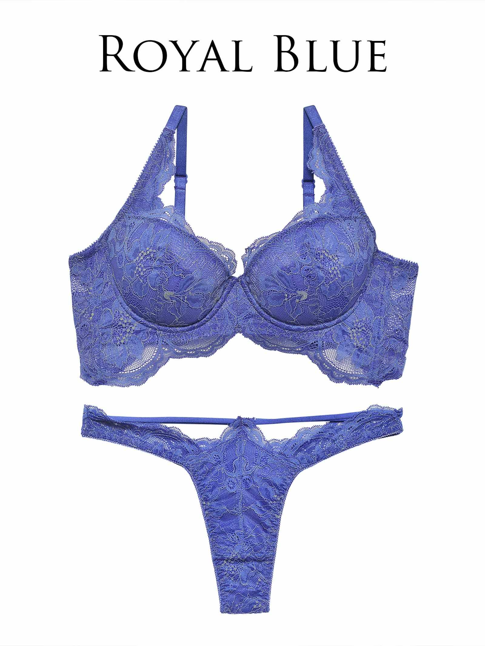 【Reinest】ロイヤリティフルールレースブラジャー&バック透けTバックショーツ