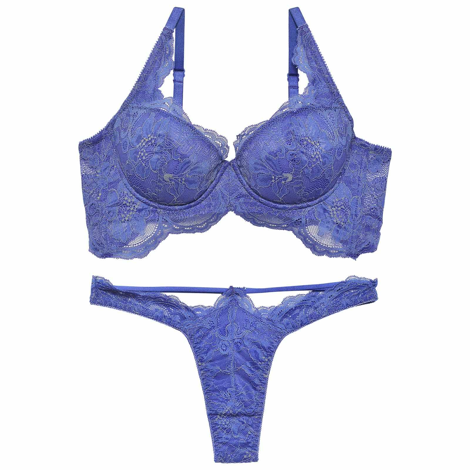 ロイヤリティフルールレースブラジャー&バック透けTバックショーツ
