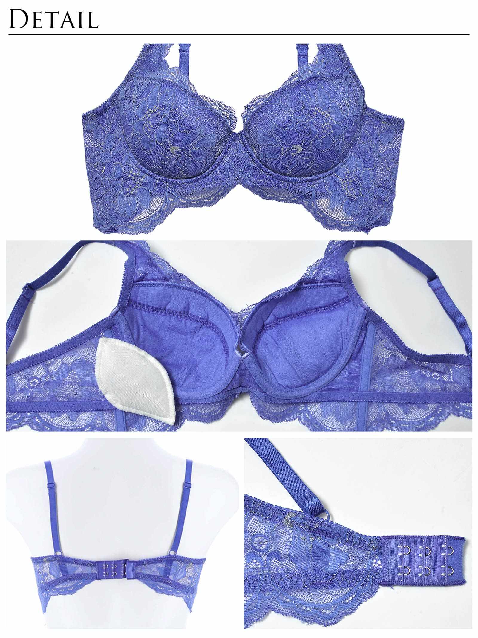 【Reinest】ロイヤリティフルールレースブラジャー&バック透けTバックショーツ