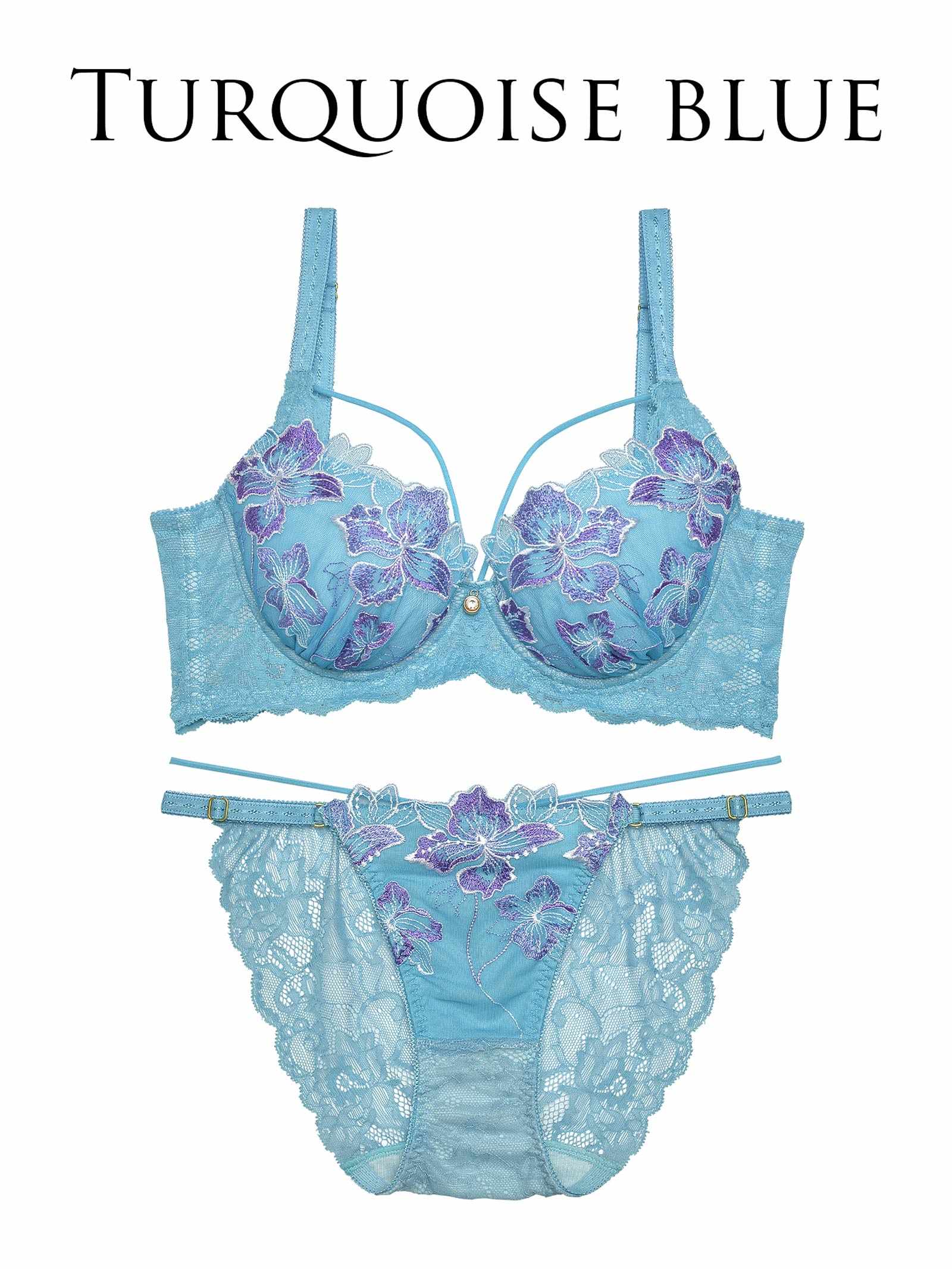 【Reinest】グロリアスマリンフラワー育乳脇高ブラジャー&バック透けフルバックショーツ