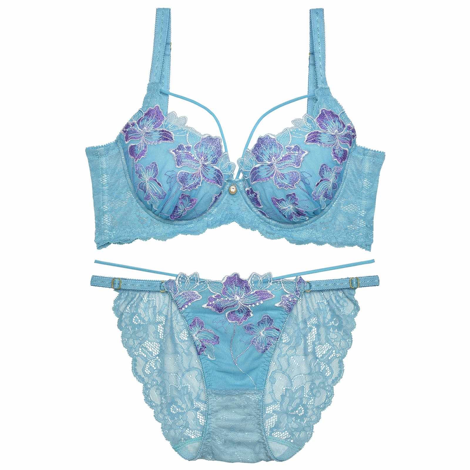 11/28再販!グロリアスマリンフラワー育乳脇高★魔法のブラジャー&バック透けフルバックショーツ