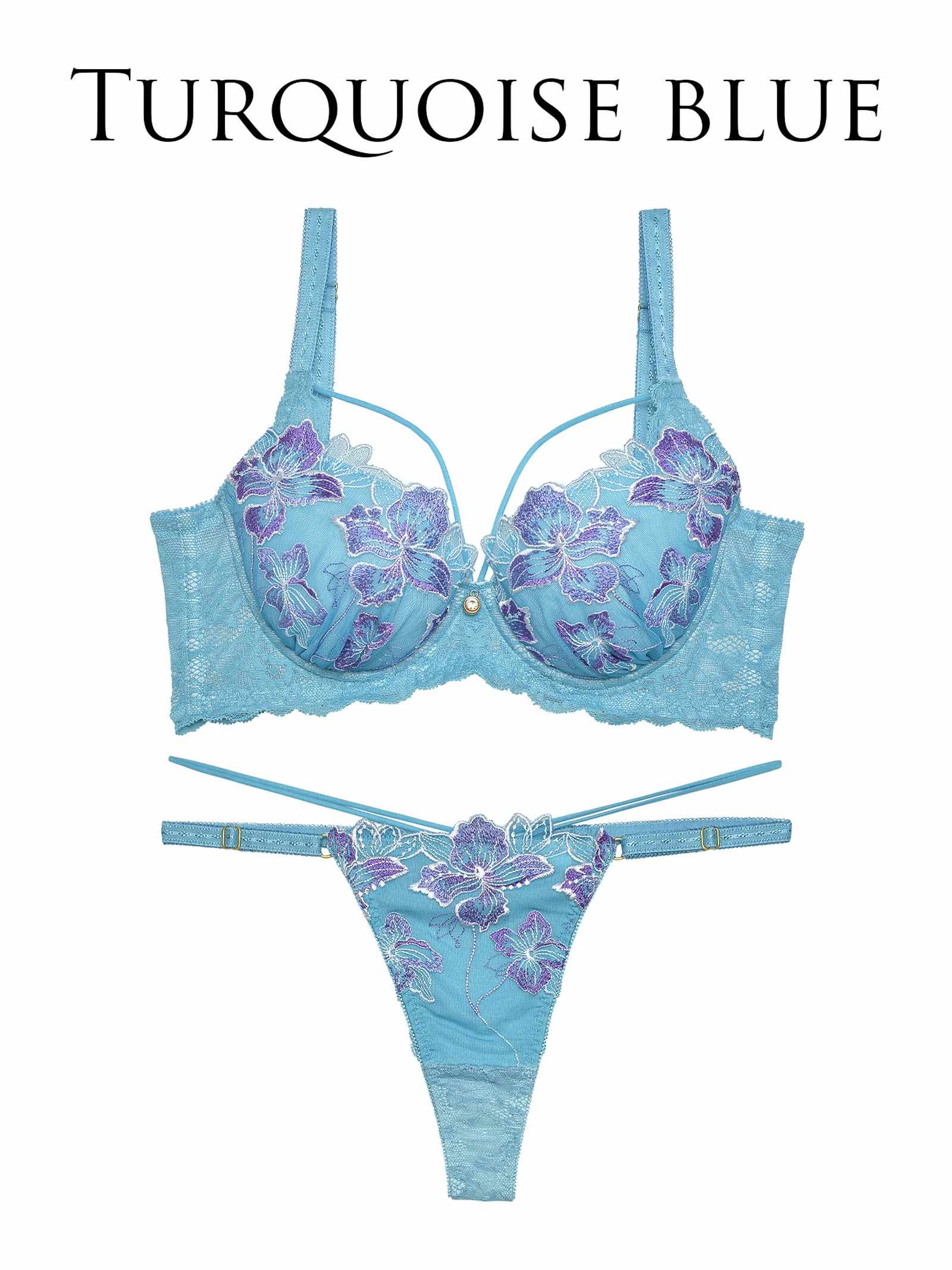 【Reinest】グロリアスマリンフラワー育乳脇高ブラジャー&バック透けTバックショーツ