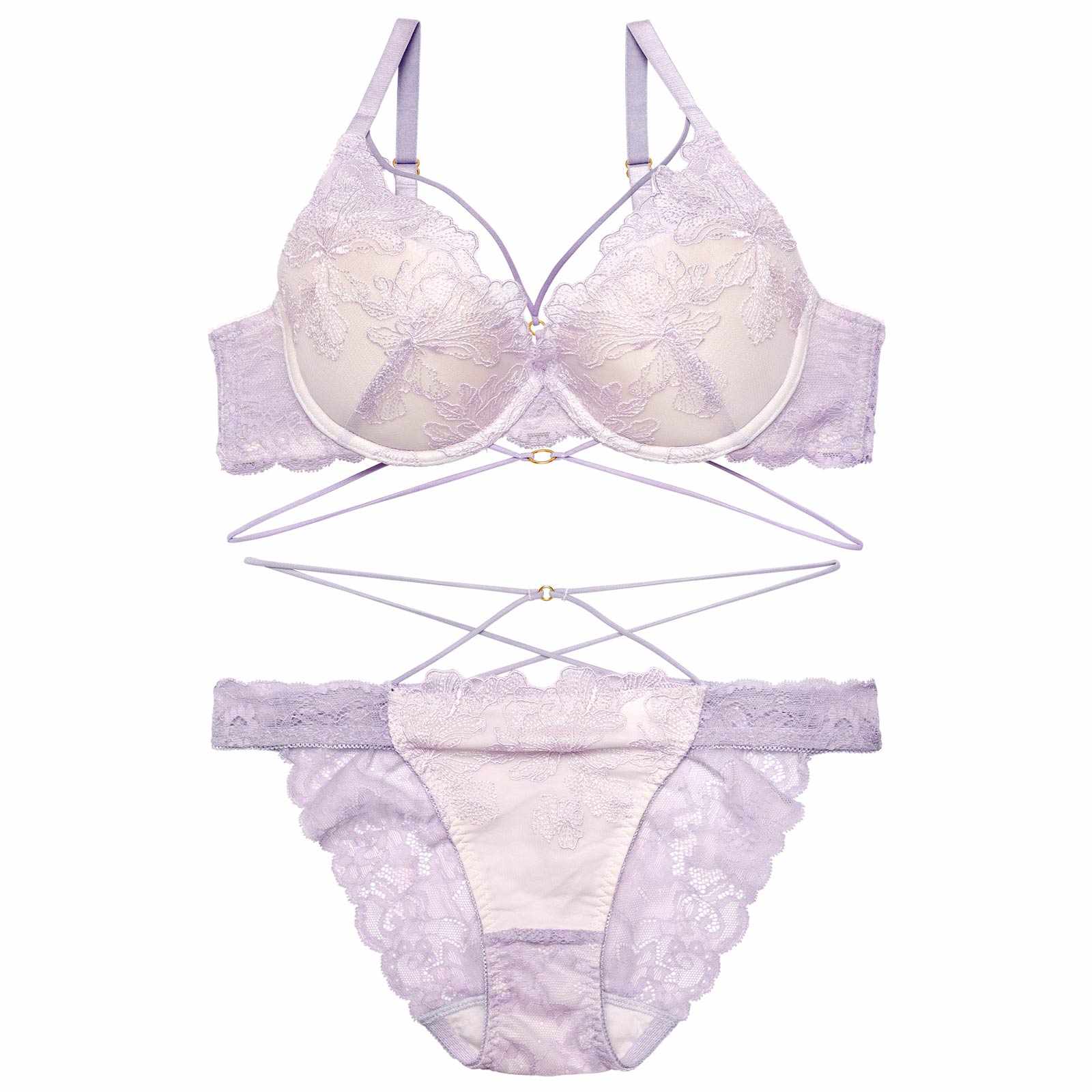 9/27再販!エレガンスペタルコードブラジャー&バック透けフルバックショーツ