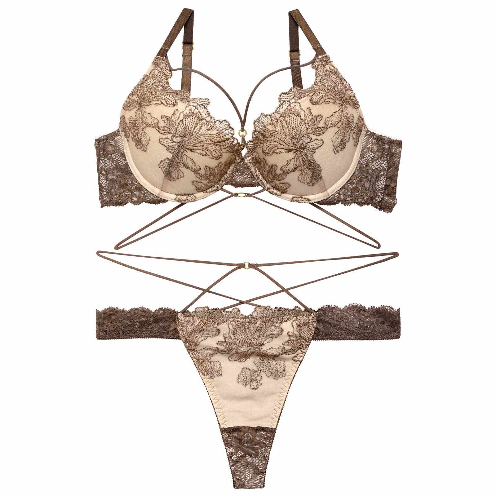 9/27再販!エレガンスペタルコードブラジャー&バック透けTバックショーツ