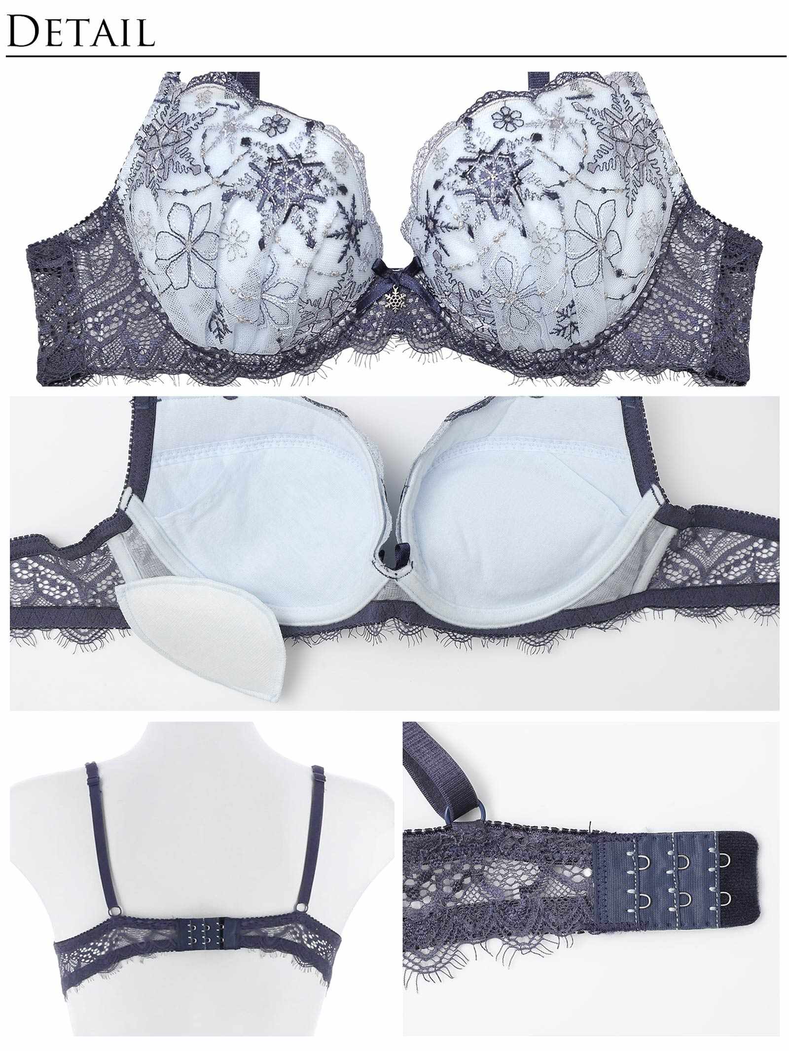 12/18新作!【Reinest】ファンシースノークリスタルブラジャー&バック透けTバックショーツ