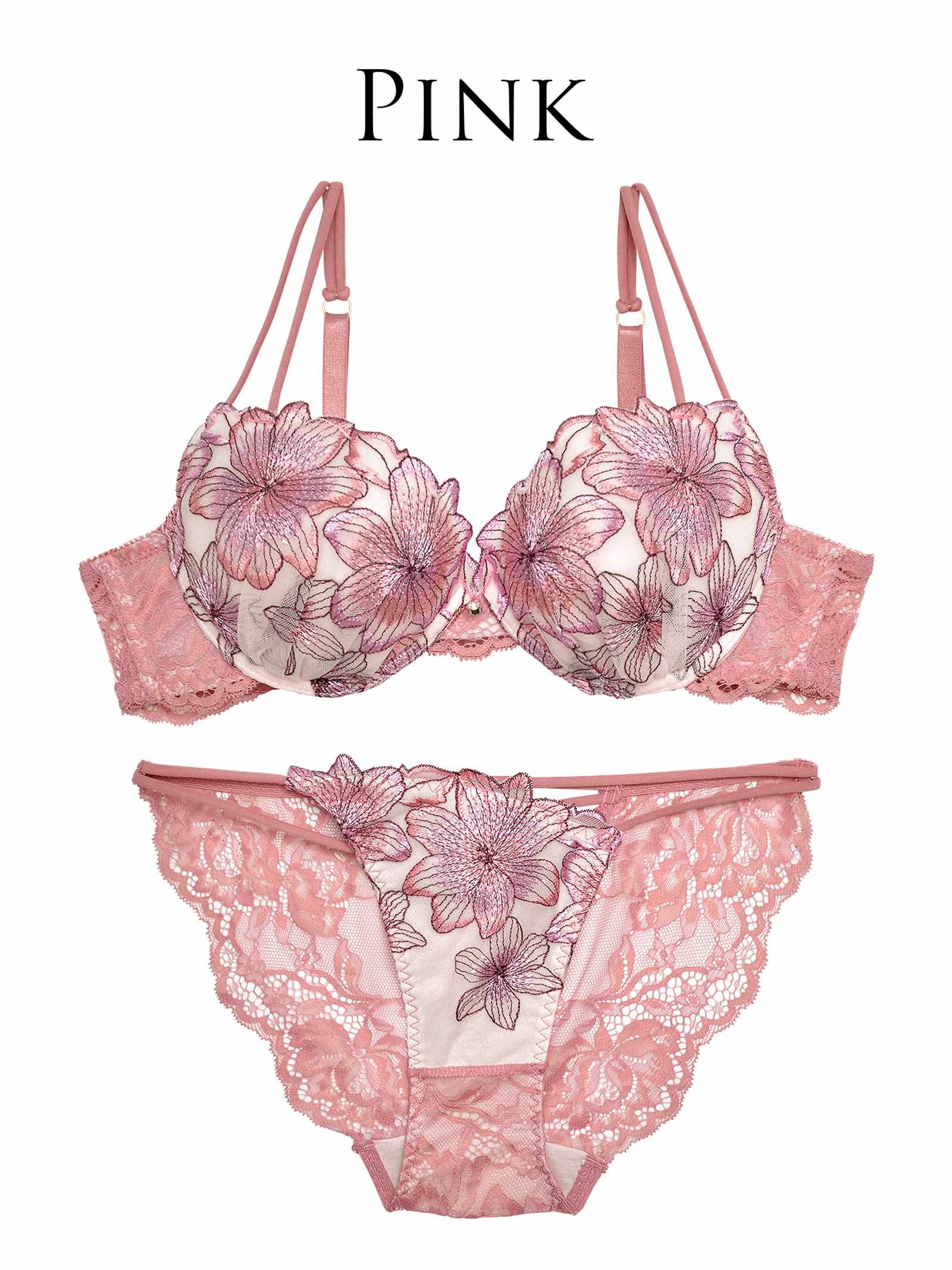 【Reinest】スイートシアーリリーブラジャー&バック透けフルバックショーツ