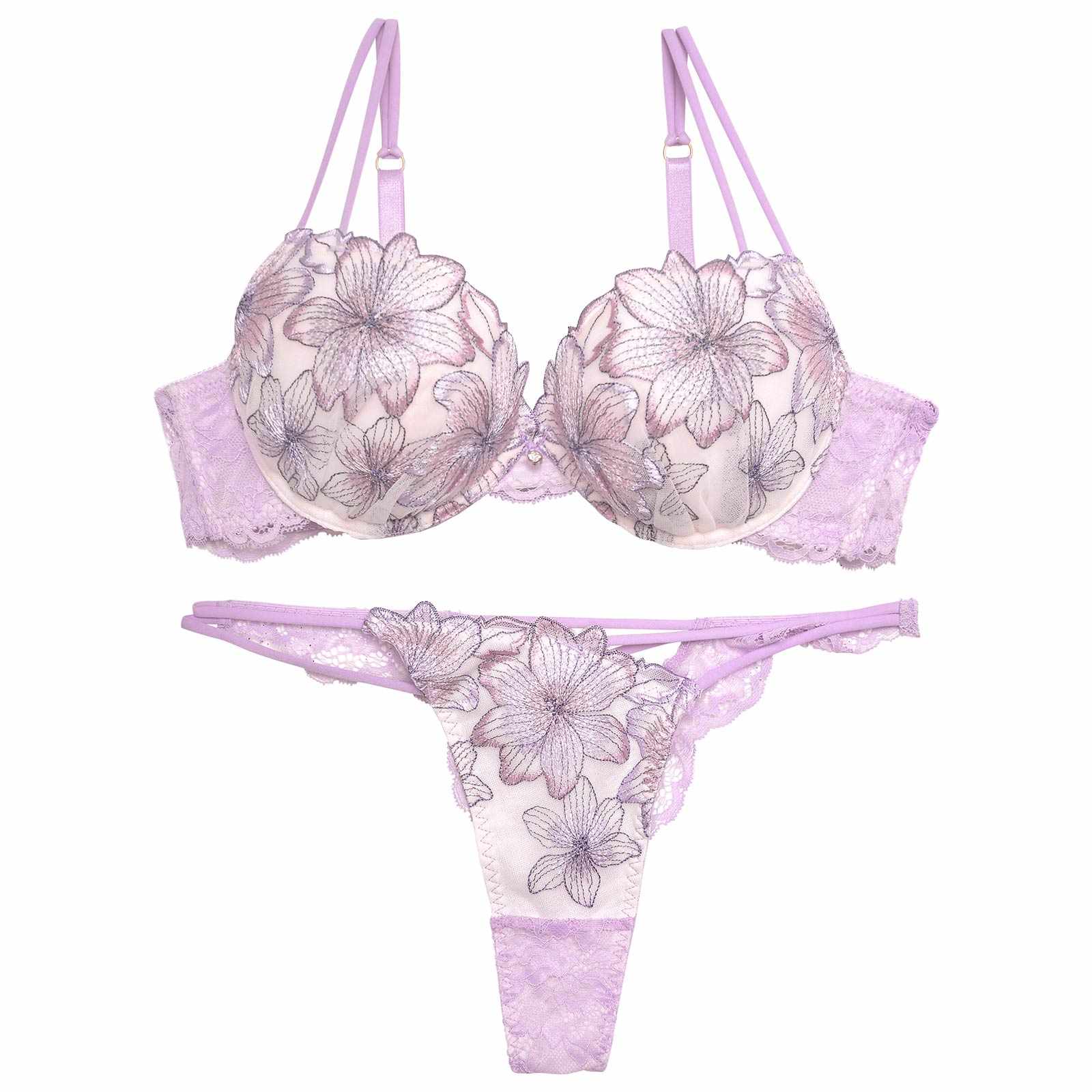 11/19再販!スイートシアーリリーブラジャー&バック透けTバックショーツ