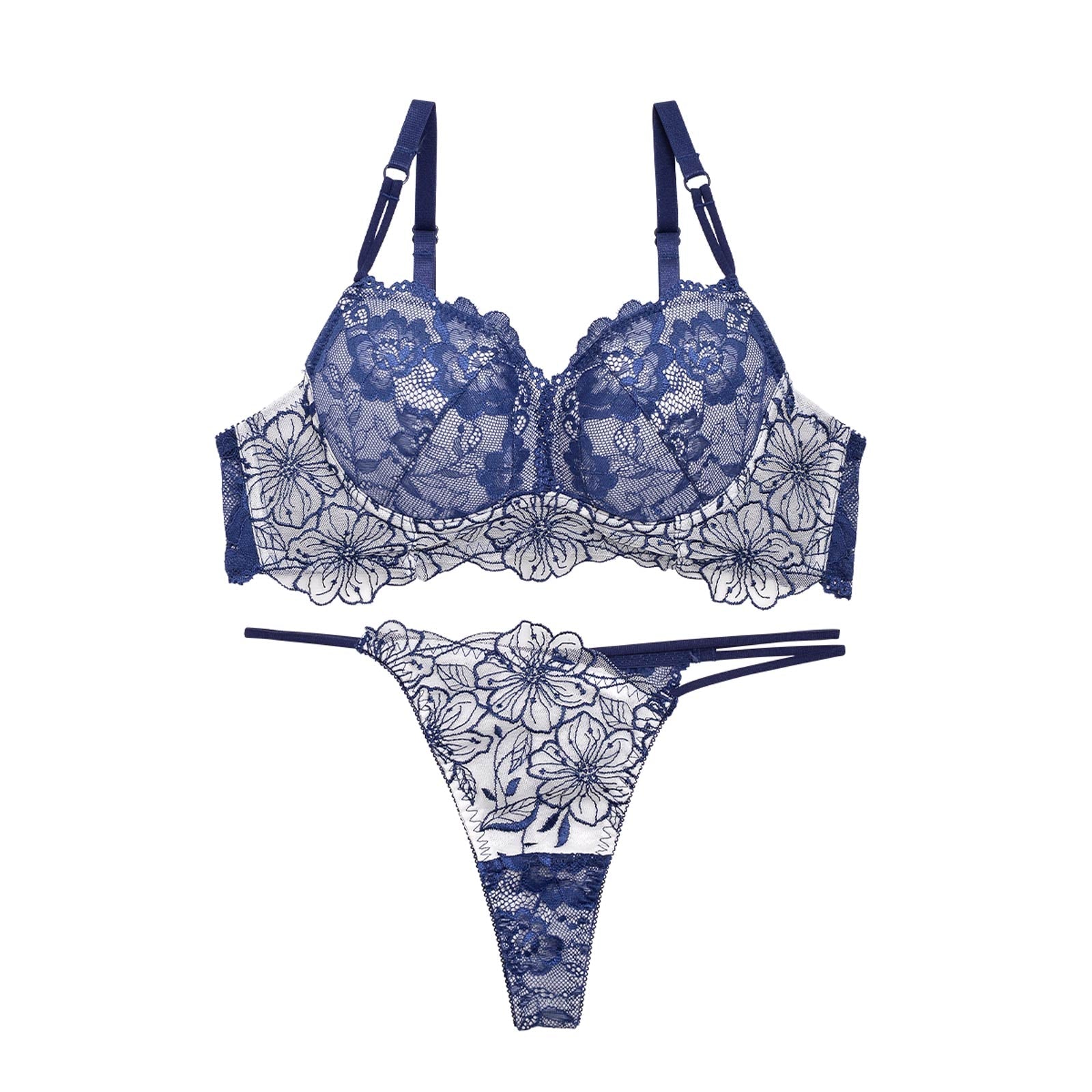 12/23再販!!SEXYレース花柄ブラジャー&バック透けTバックショーツ