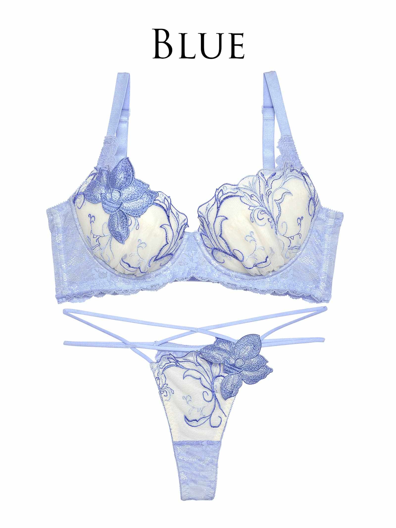 9/18新作!【Reinest】ルミナスペタルエンブロイダリーブラジャー&バック透けTバックショーツ