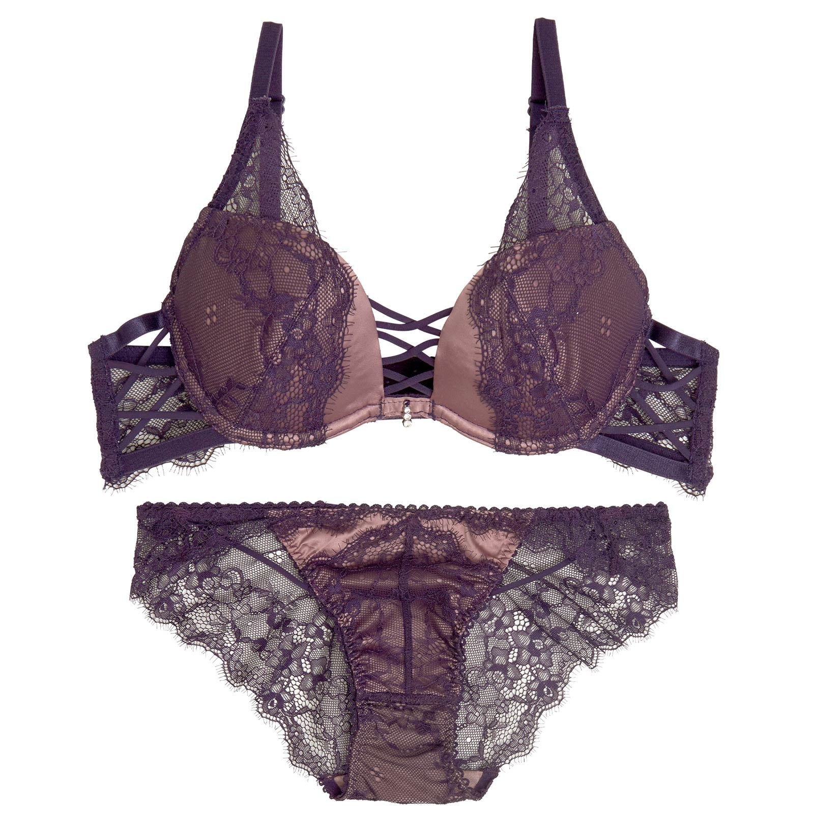 1/29再販!スモーキーレースコードブラジャー&バック透けフルバックショーツ