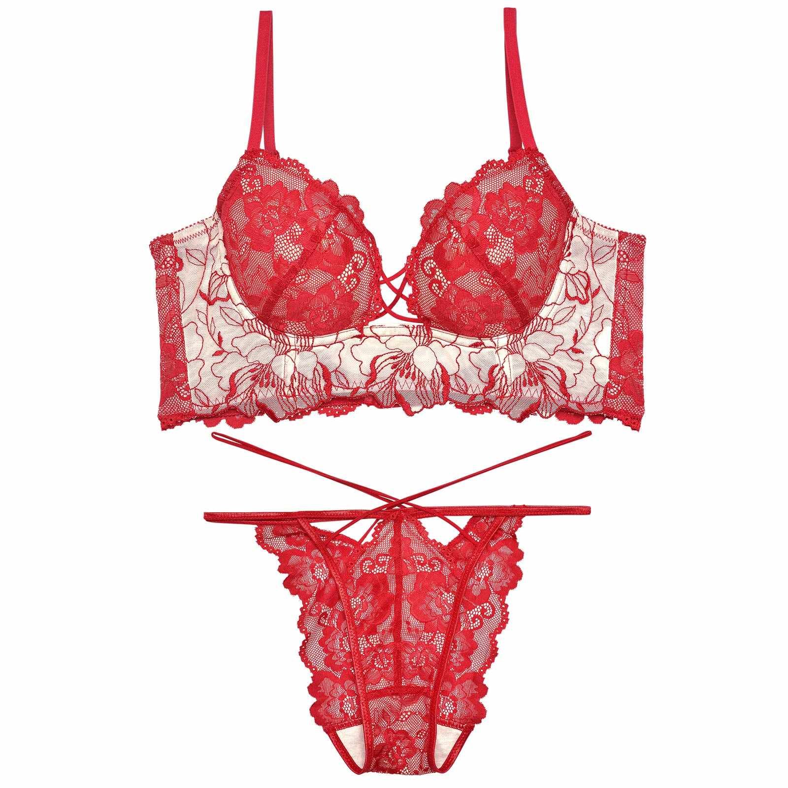 11/19再販!ストリングビスチェフラワー背中魅せブラブラジャー&バック透けフルバックショーツ