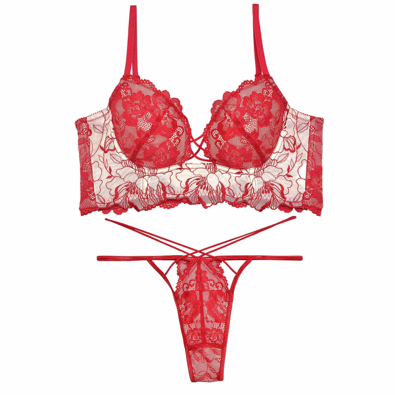 11/19再販!ストリングビスチェフラワー背中魅せブラブラジャー&バック透けTバックショーツ