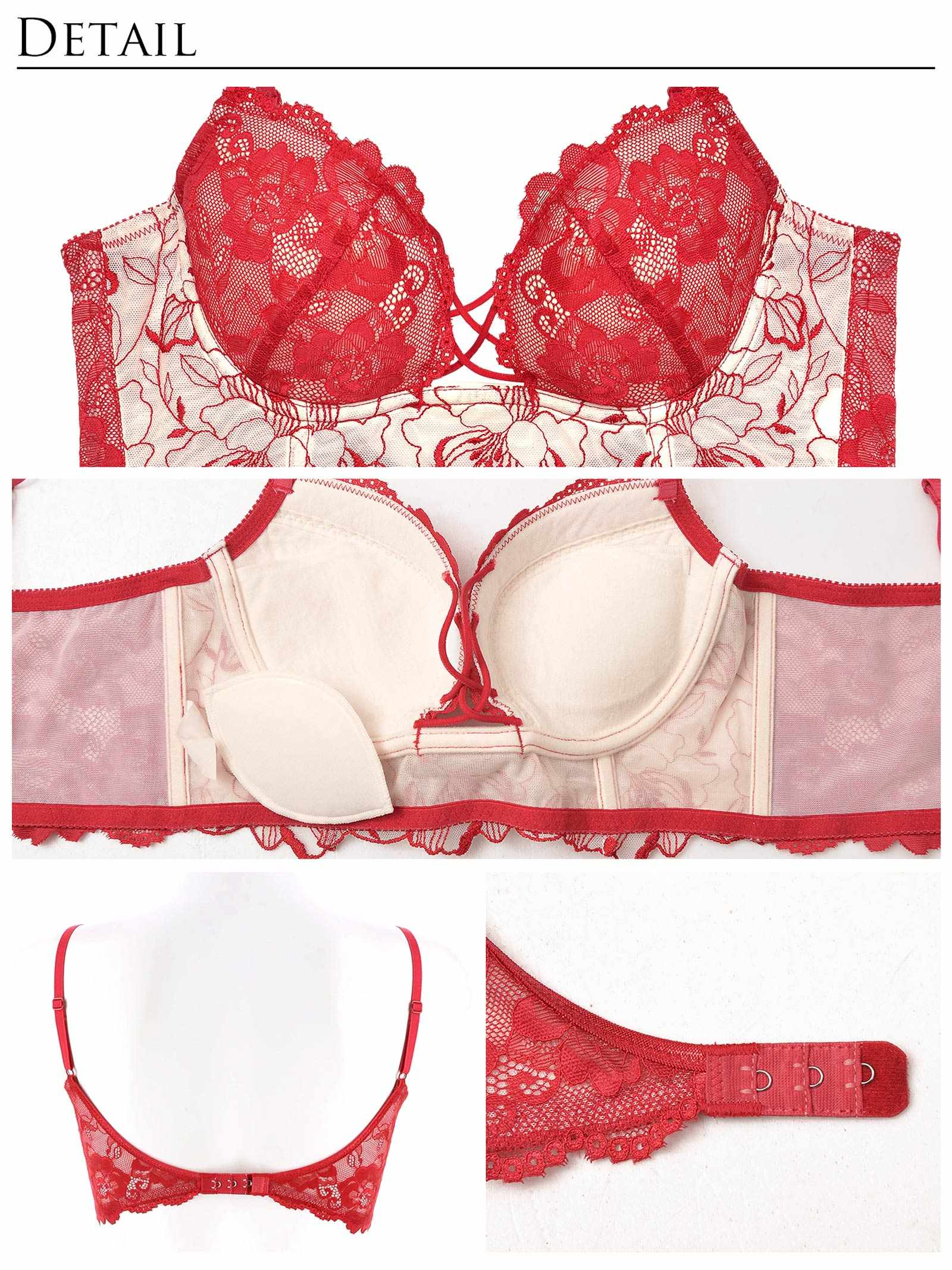 【Reinest】ストリングビスチェフラワーブラジャー&バック透けTバックショーツ