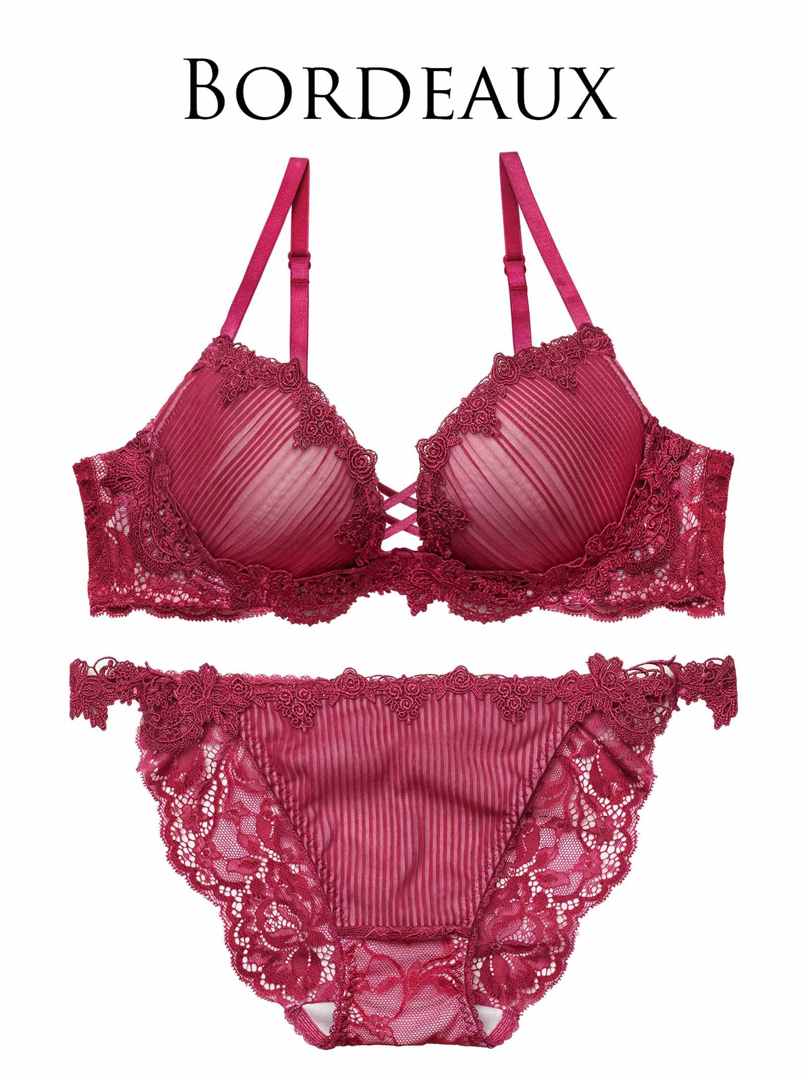 3/18新作!ドレッシーチュールプリーツブラジャー&バック透けフルバックショーツ