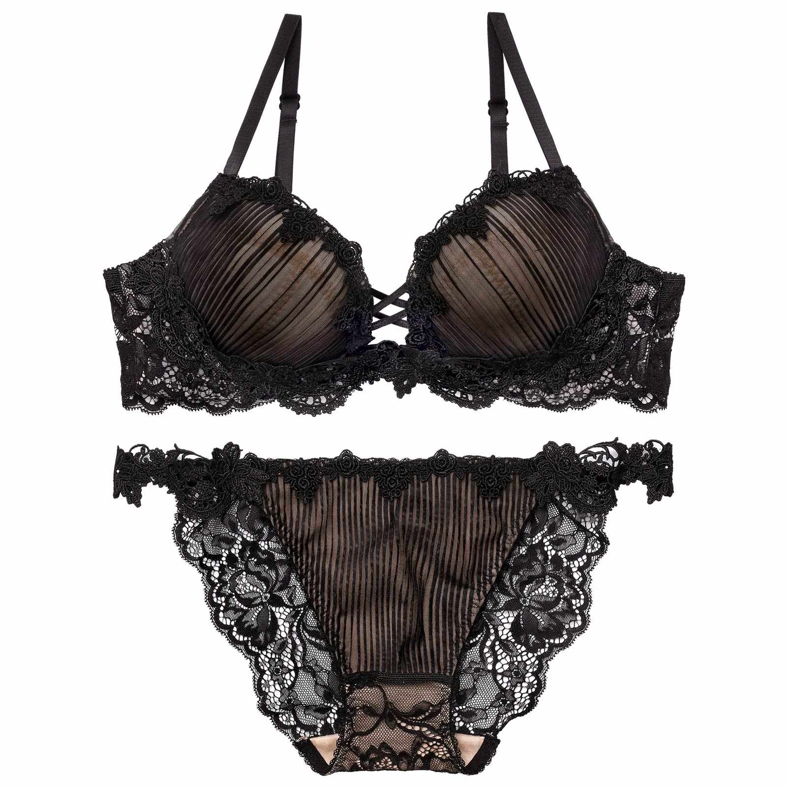 3/18新作!ドレッシーチュールプリーツブラジャー&バック透けフルバックショーツ