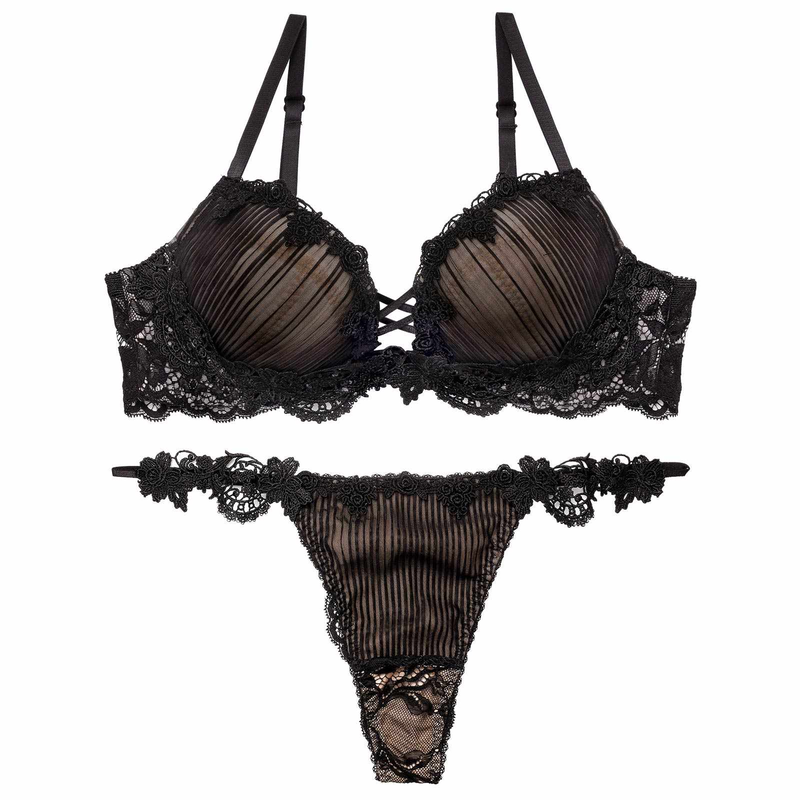 3/18新作!ドレッシーチュールプリーツブラジャー&バック透けTバックショーツ