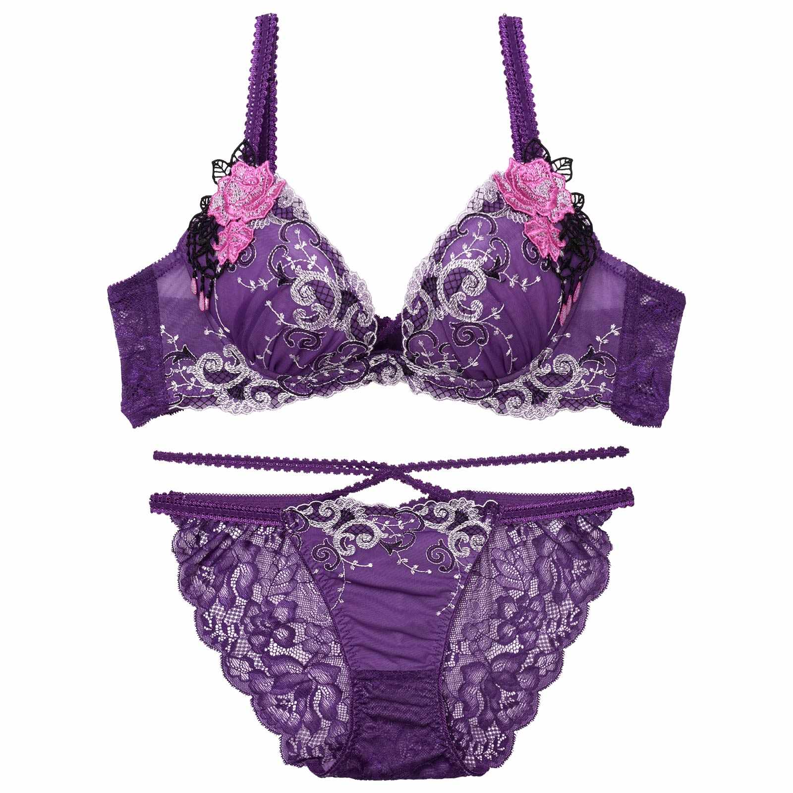 2/26再販!マジェスティックアイビーコードブラジャー&バック透けフルバックショーツ