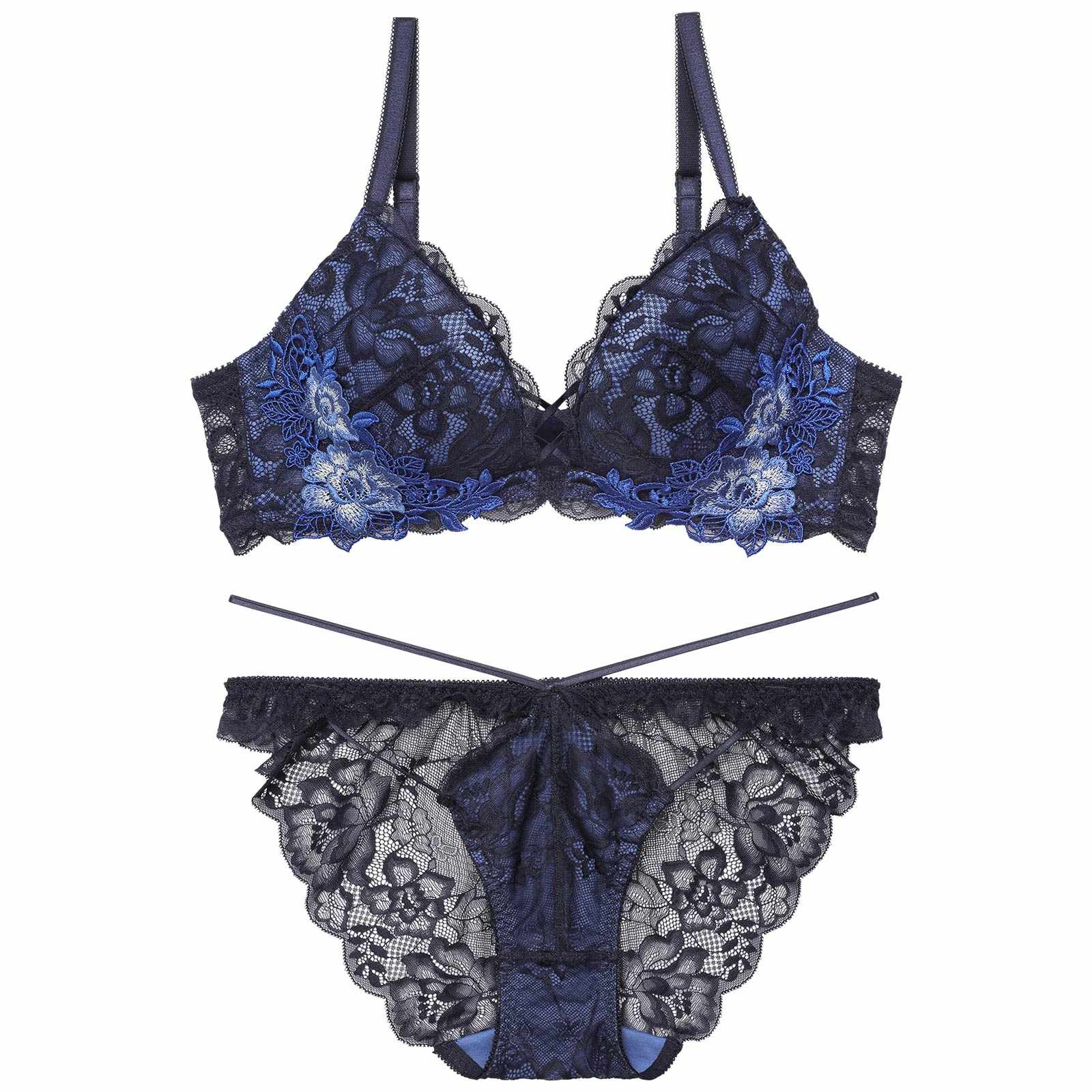 11/6再販!ボタニカルレースアップカットブラジャー&バック透けフルバックショーツ