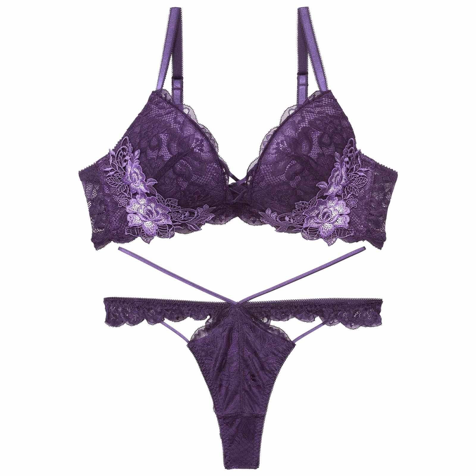 11/6再販!ボタニカルレースアップカットブラジャー&バック透けTバックショーツ