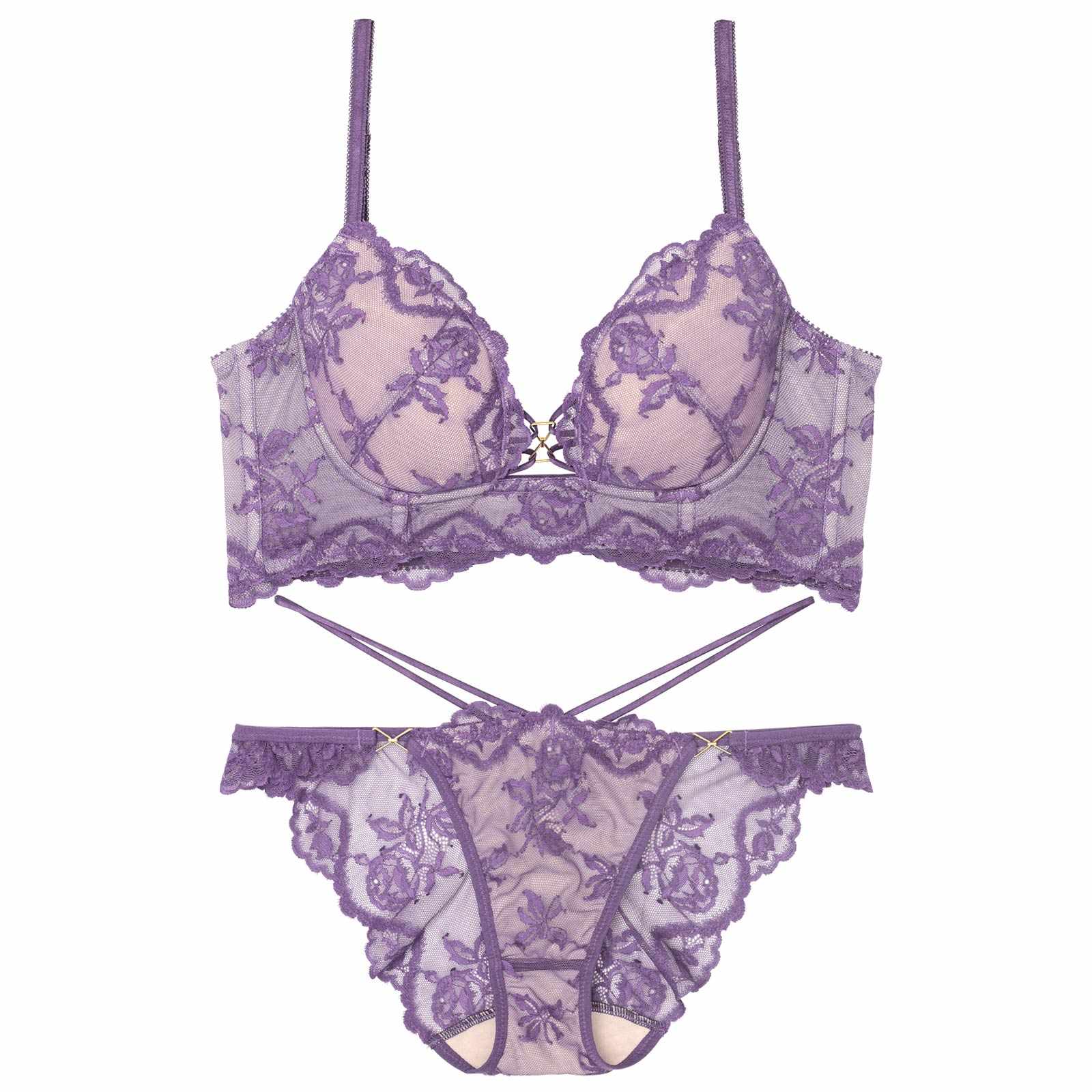 1/10再販!ヌーディパルフェ背中魅せブラジャー&バック透けフルバックショーツ