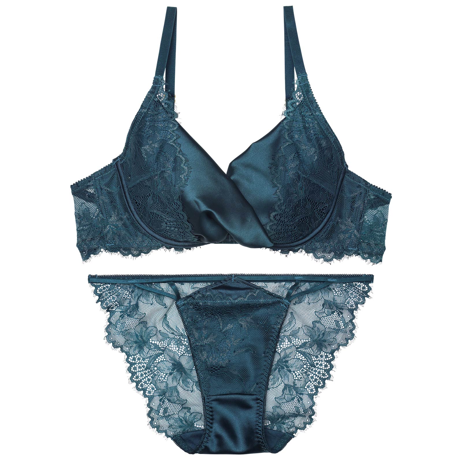 11/20再販!グロッシーリュクスサテンブラジャー&バック透けフルバックショーツ