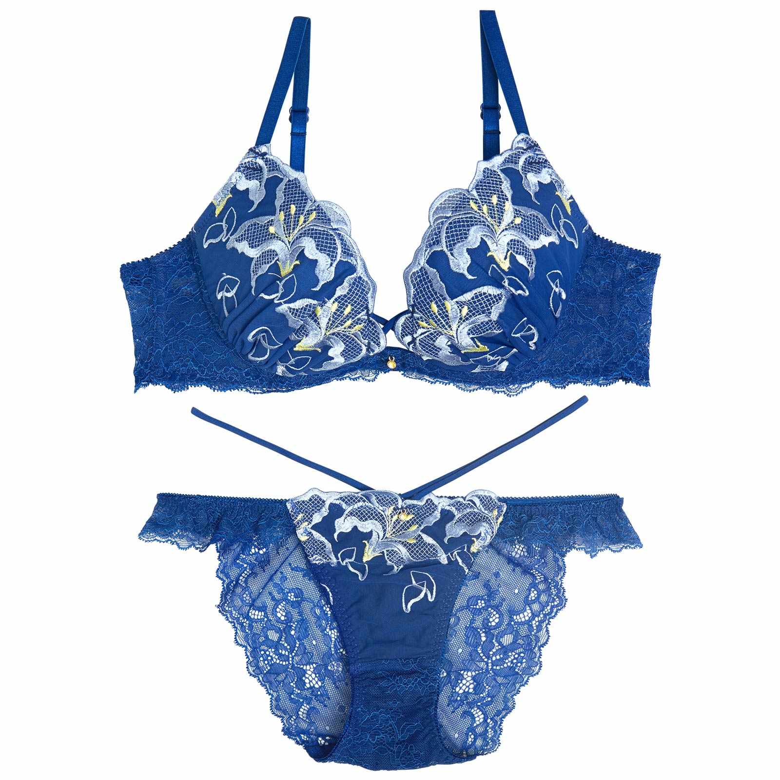 9/13再販!ノクターンブルームリリーブラジャー&バック透けフルバックショーツ