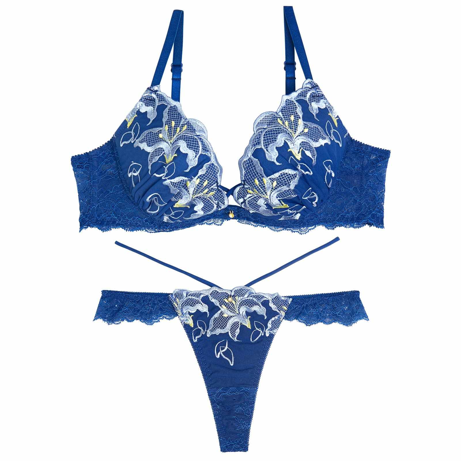 9/13再販!ノクターンブルームリリーブラジャー&バック透けTバックショーツ