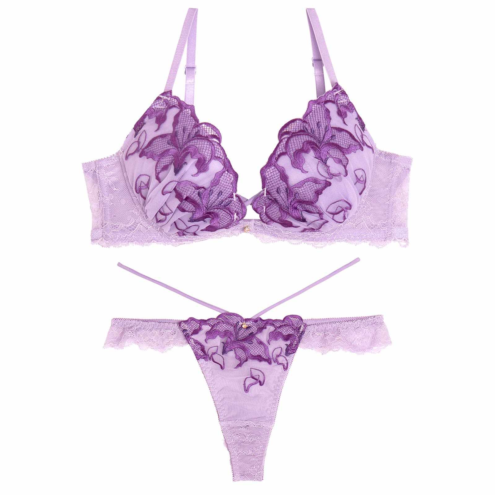 9/13再販!ノクターンブルームリリーブラジャー&バック透けTバックショーツ