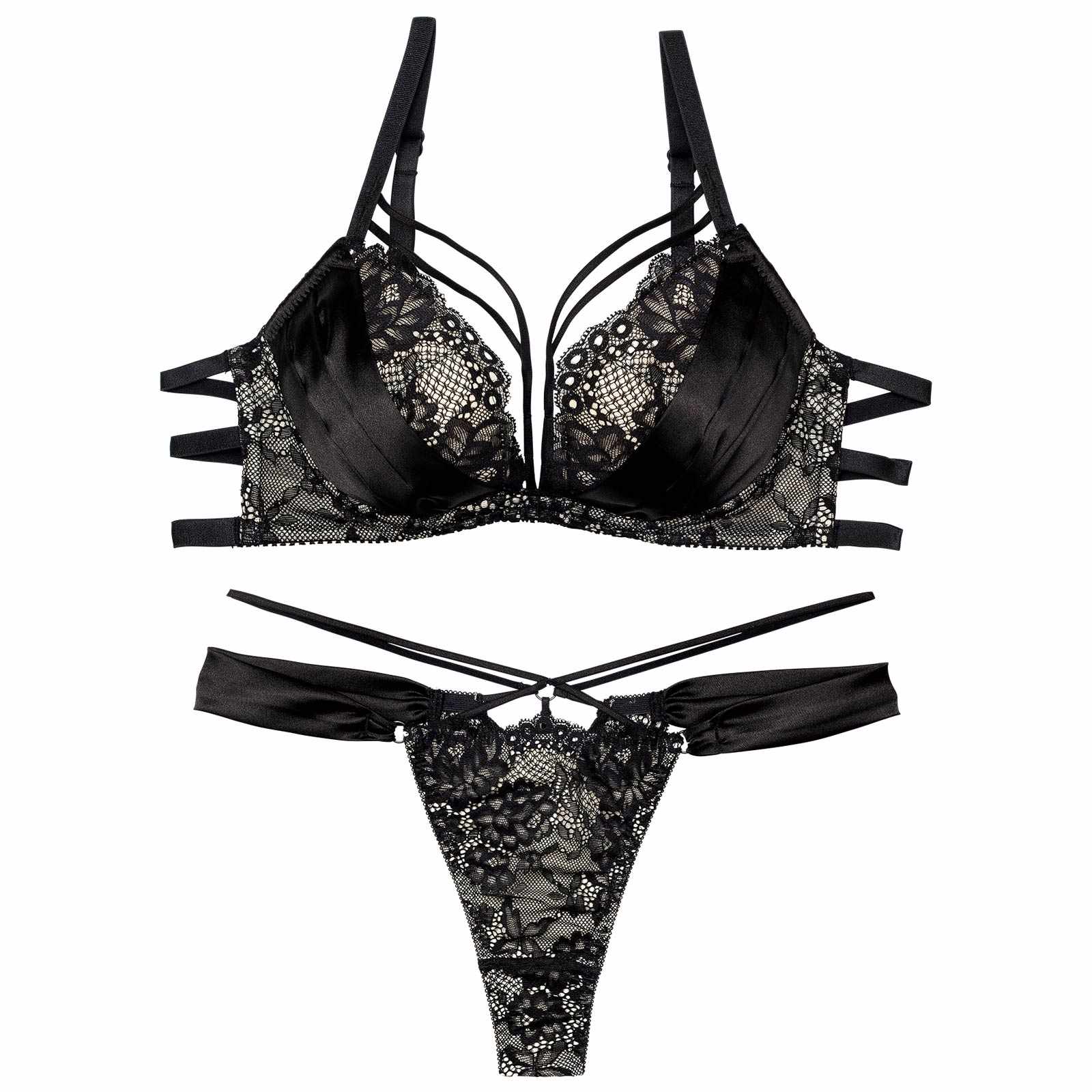 12/2再販!グラマラスサテンコードブラジャー&バック透けTバックショーツ