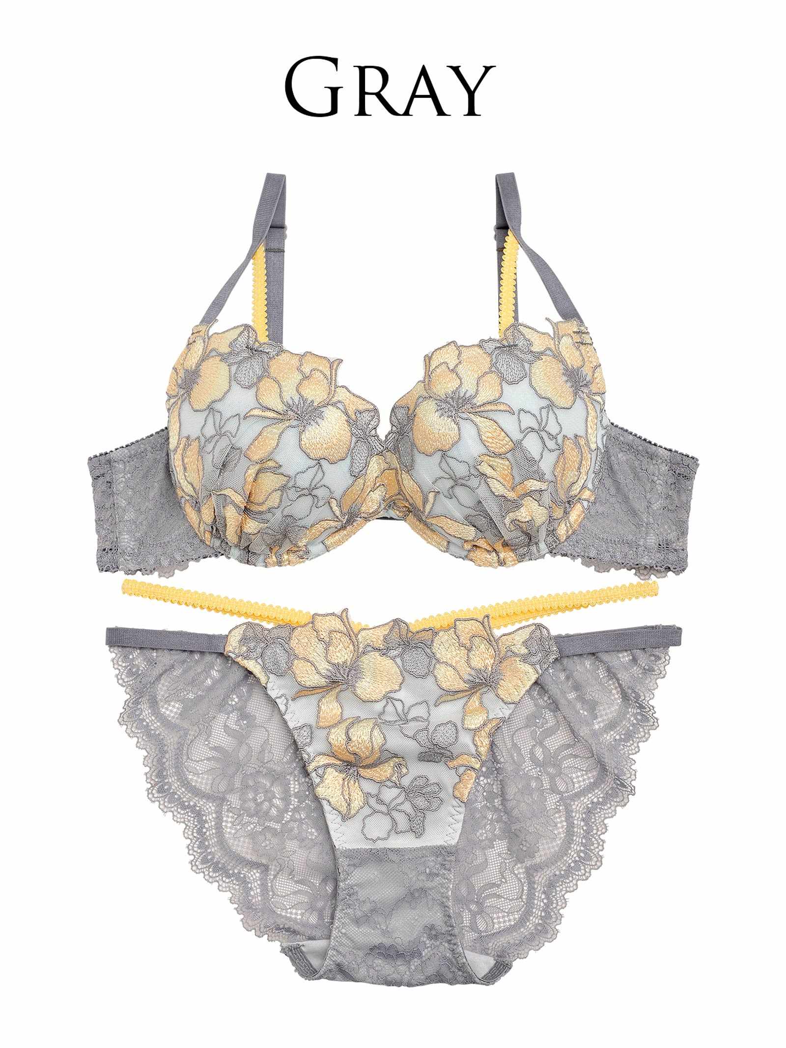 10/19新作!【Reinest】ビューティフルシャイニーフラワーブラジャー&バック透けフルバックショーツ