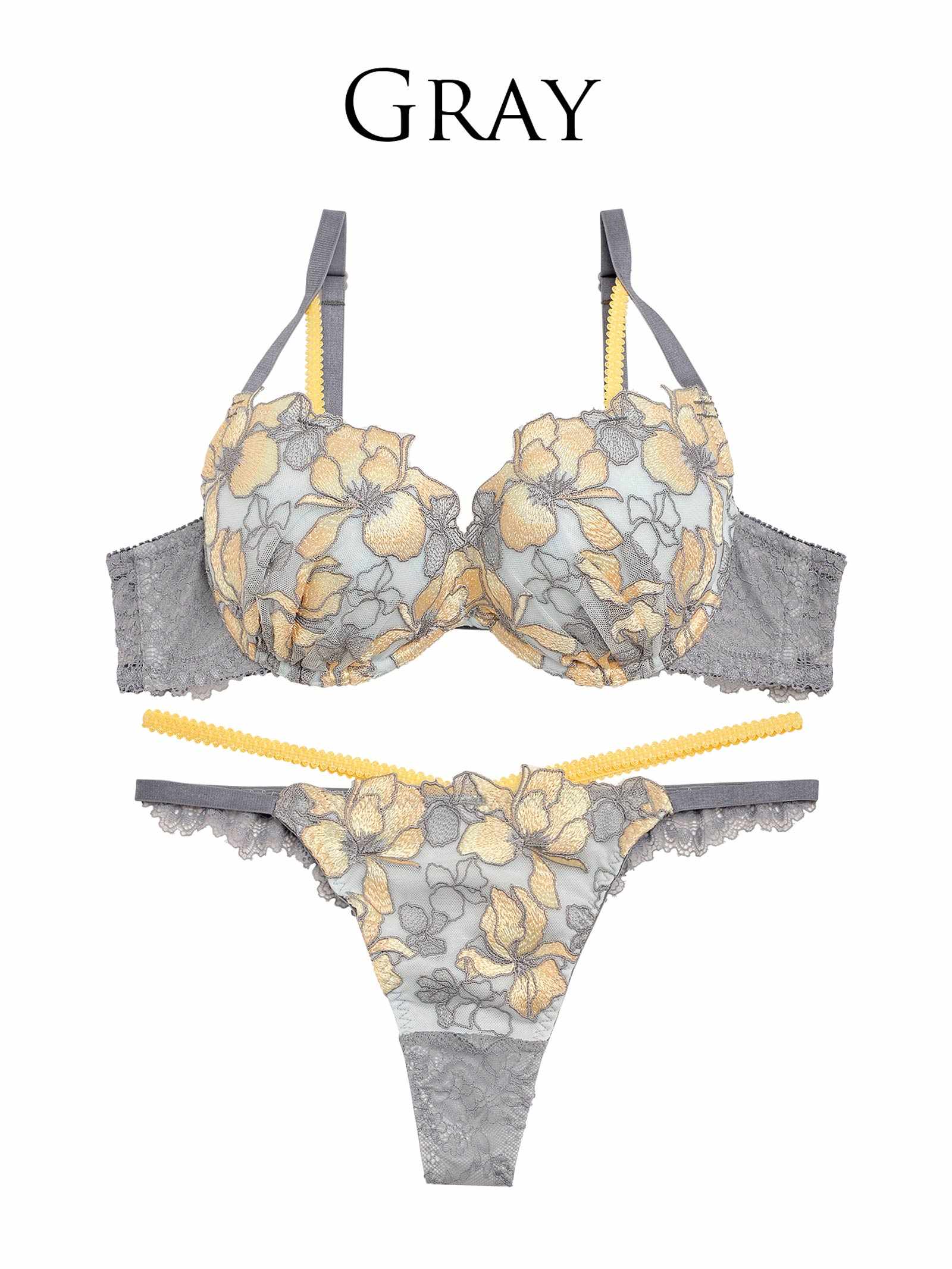 10/19新作!【Reinest】ビューティフルシャイニーフラワーブラジャー&バック透けTバックショーツ