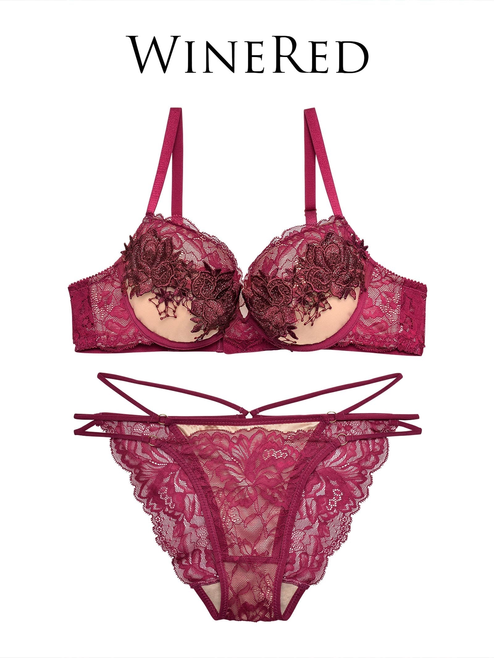 12/8新作!【Reinest】ヌーディーフローラレースブラジャー&バック透けフルバックショーツ