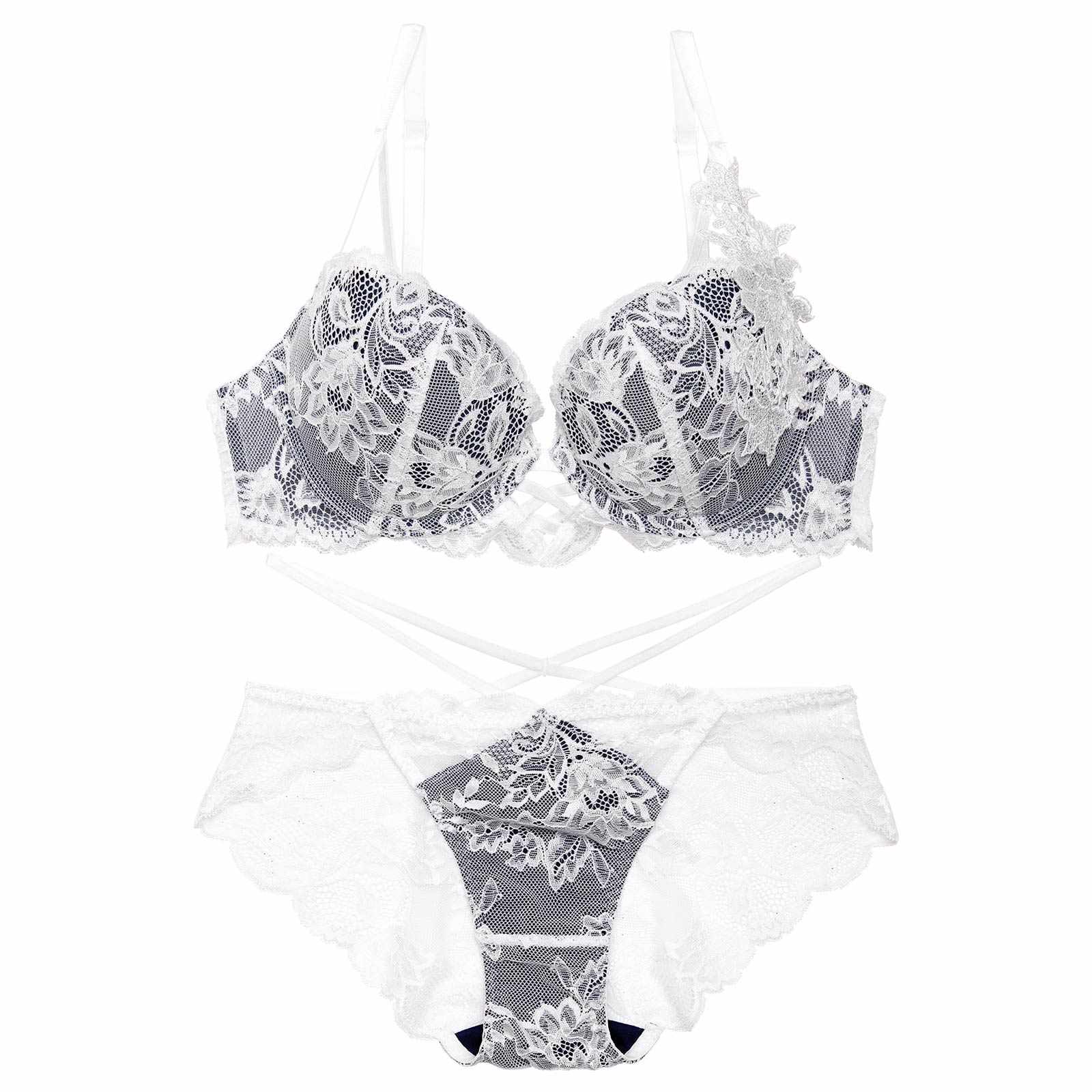 12/23再販!ミスティックレーシィクロスブラジャー&バック透けフルバックショーツ