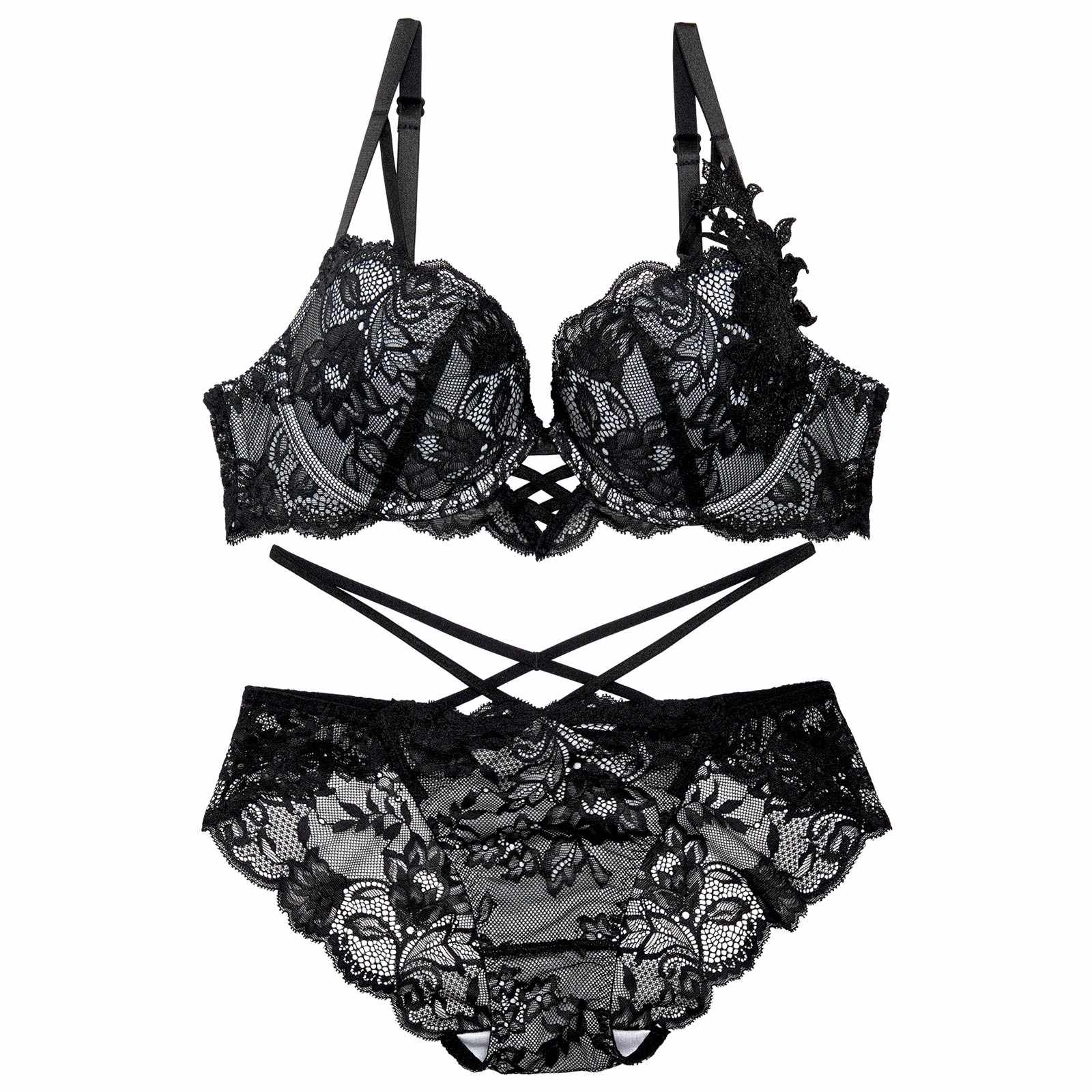 12/23再販!ミスティックレーシィクロスブラジャー&バック透けフルバックショーツ
