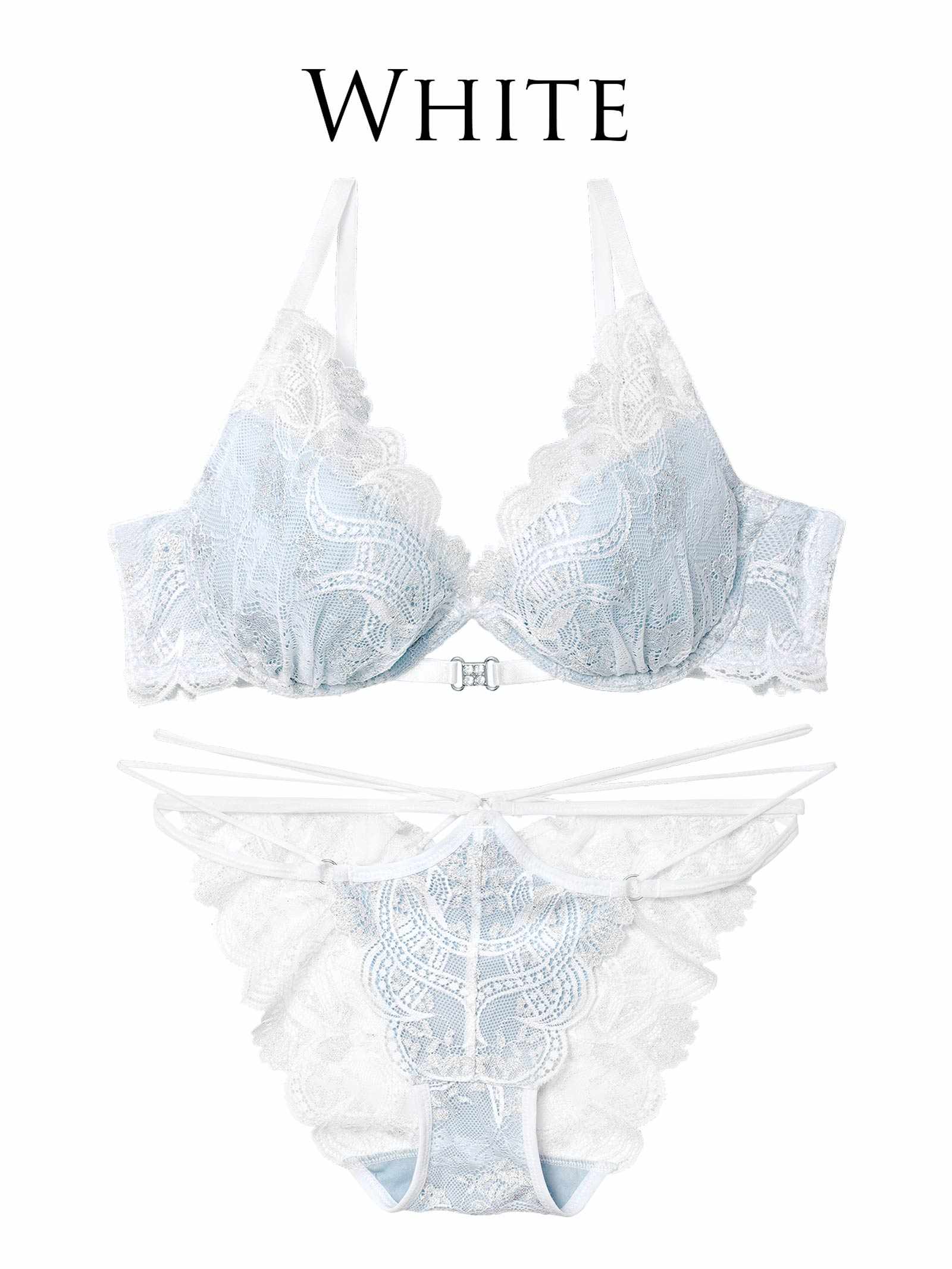 12/1新作!エレガントジュエルレースブラジャー&バック透けフルバックショーツ