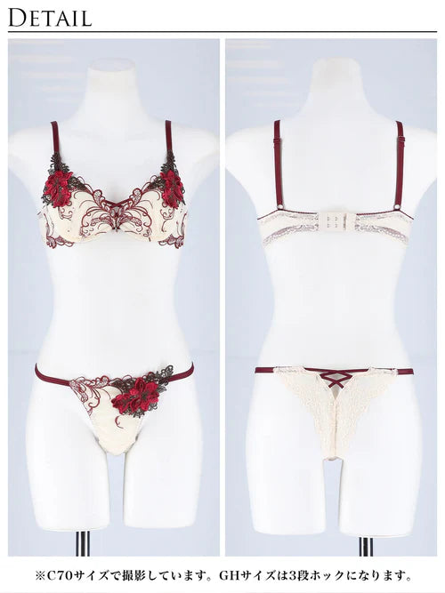 11/8再販!ロイヤルフラワーモチーフブラジャー&バック透けTバックショーツ