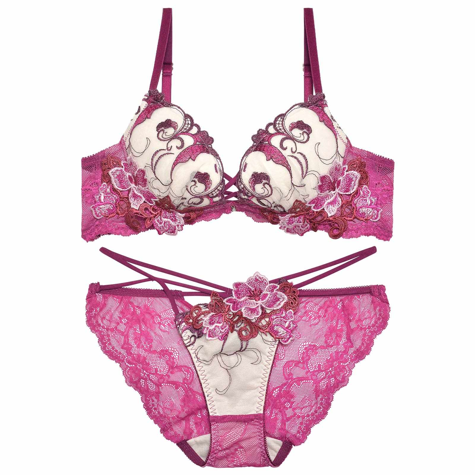 12/3再販!ビューティフルグロウフラワーブラジャー&バック透けフルバックショーツ