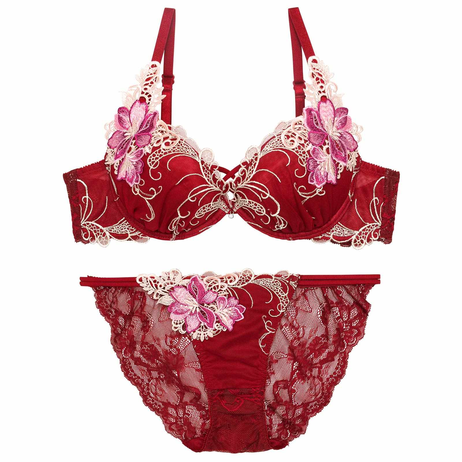 12/6再販!ロイヤルフラワーモチーフブラジャー&バック透けフルバックショーツ