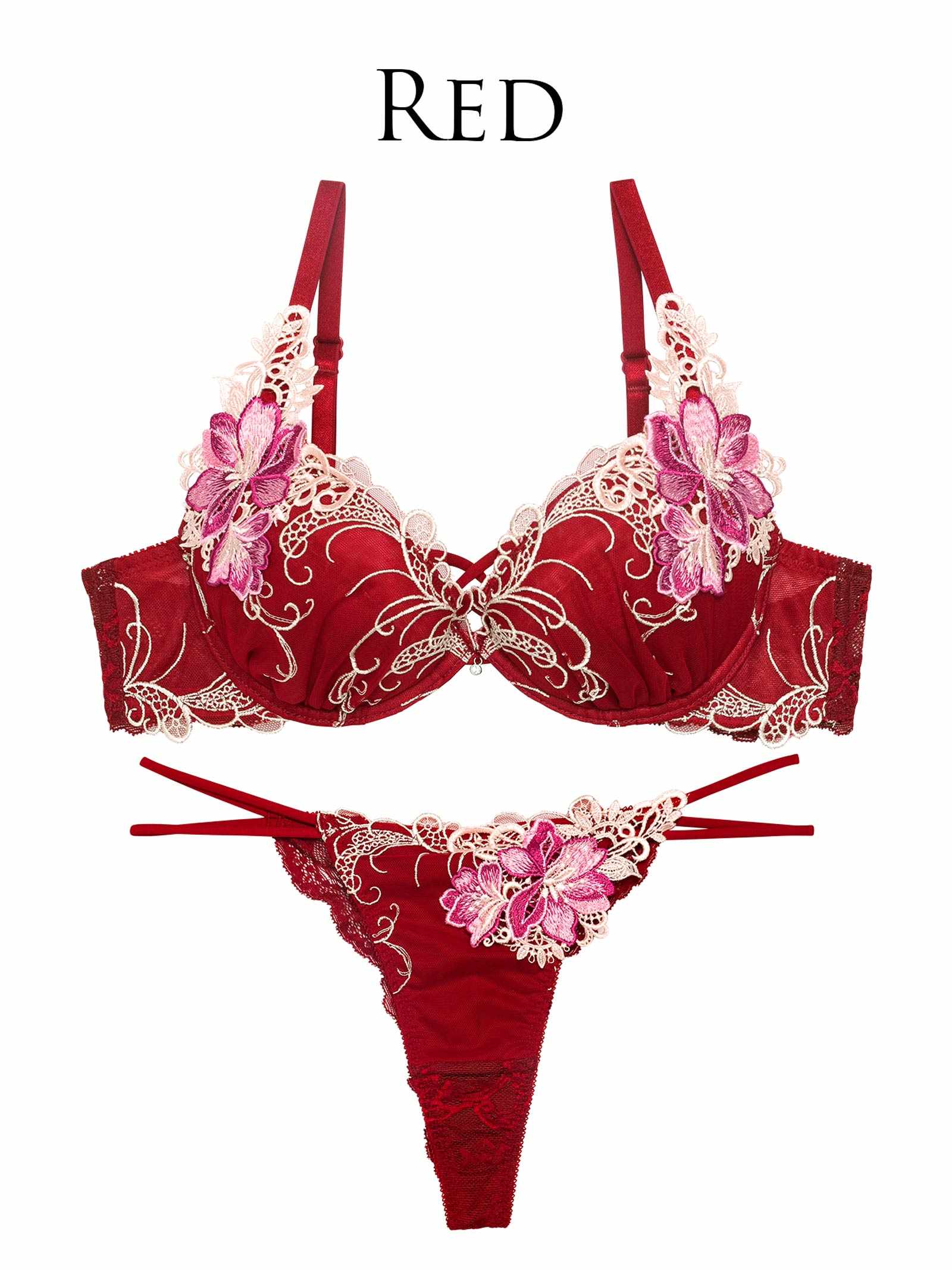 1/6新作!【Reinest】ロイヤルフラワーモチーフブラジャー&バック透けTバックショーツ