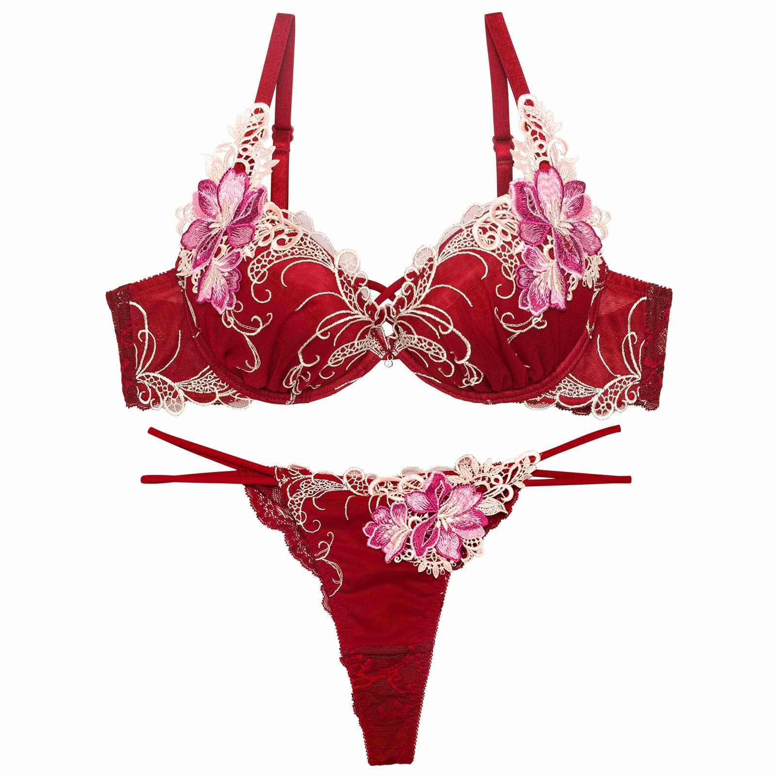 12/6再販!ロイヤルフラワーモチーフブラジャー&バック透けTバックショーツ