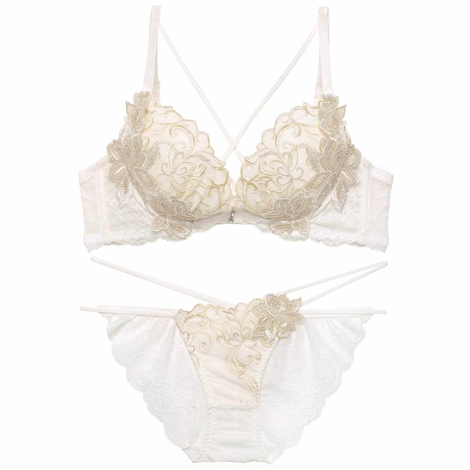 11/11再販!レーヴブロッサムレースアップブラジャー&バック透けフルバックショーツ