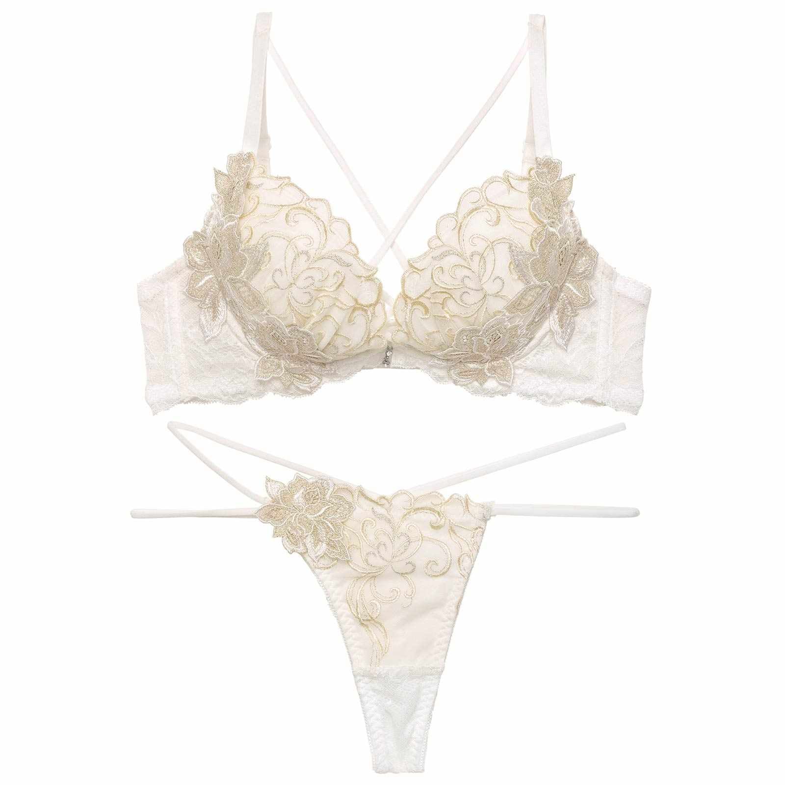 11/11再販!レーヴブロッサムレースアップブラジャー&バック透けTバックショーツ