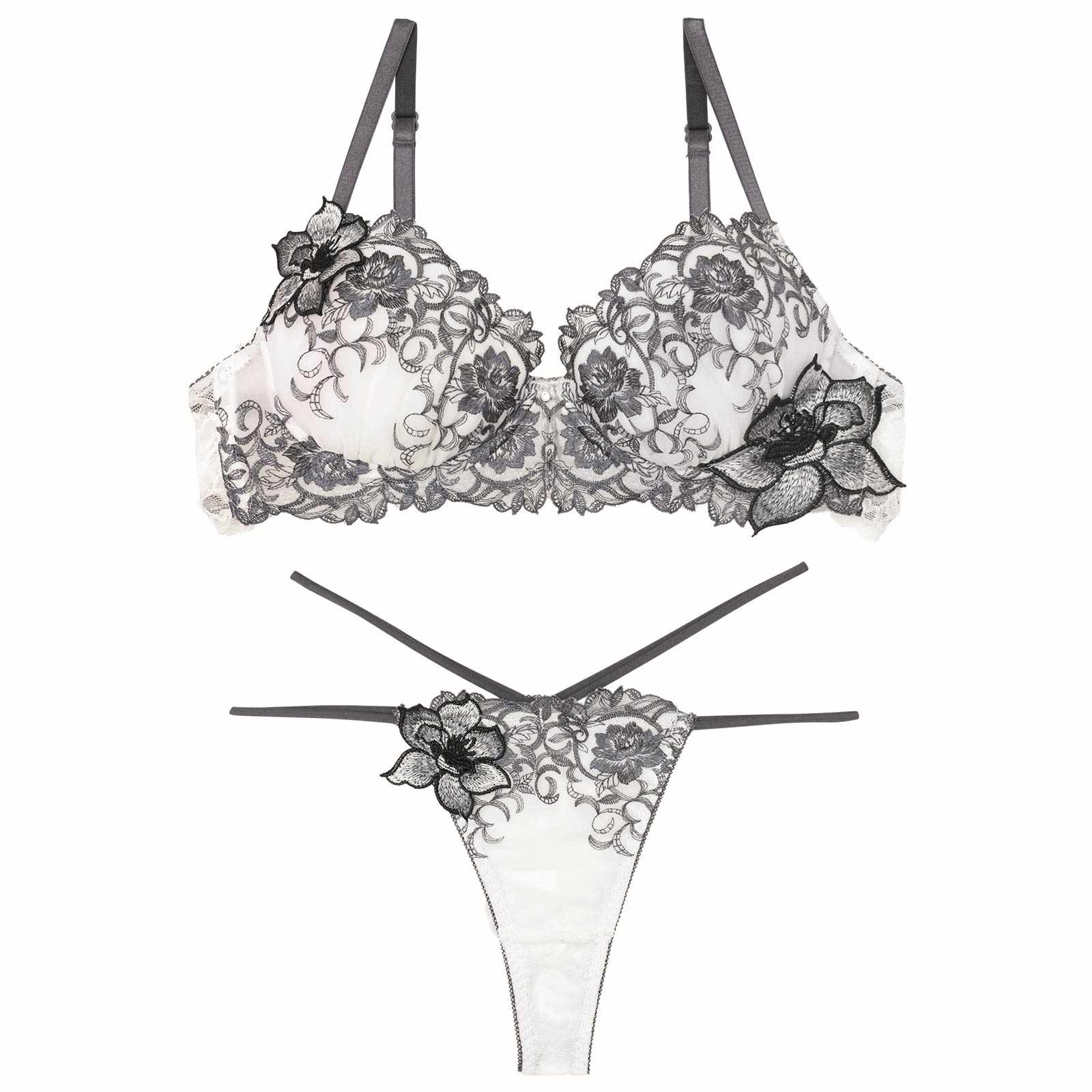 9/17再販!ロイヤルアイビーローズブラジャー&バック透けTバックショーツ