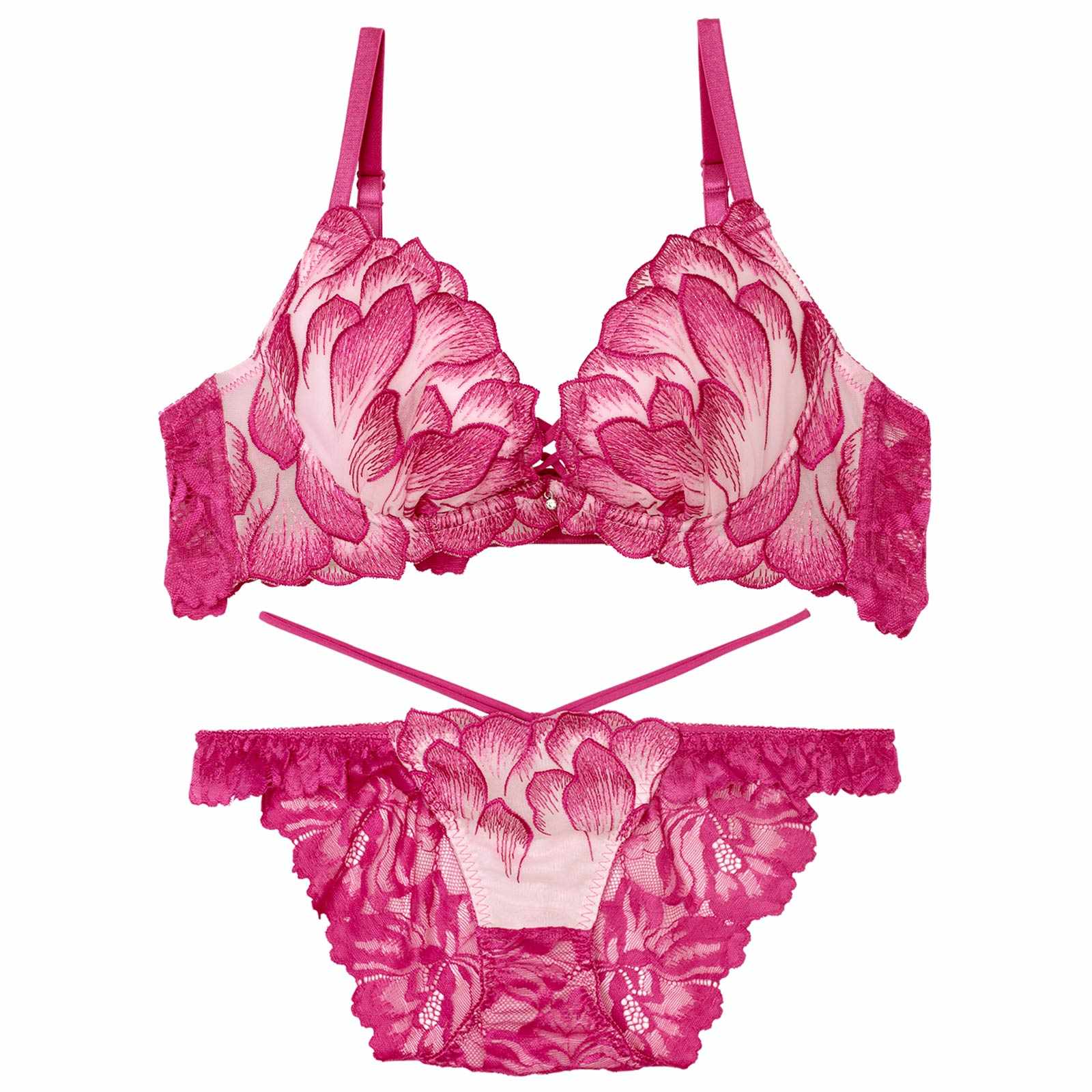 11/15再販!ルミエールペタルレーシーブラジャー&バック透けフルバックショーツ