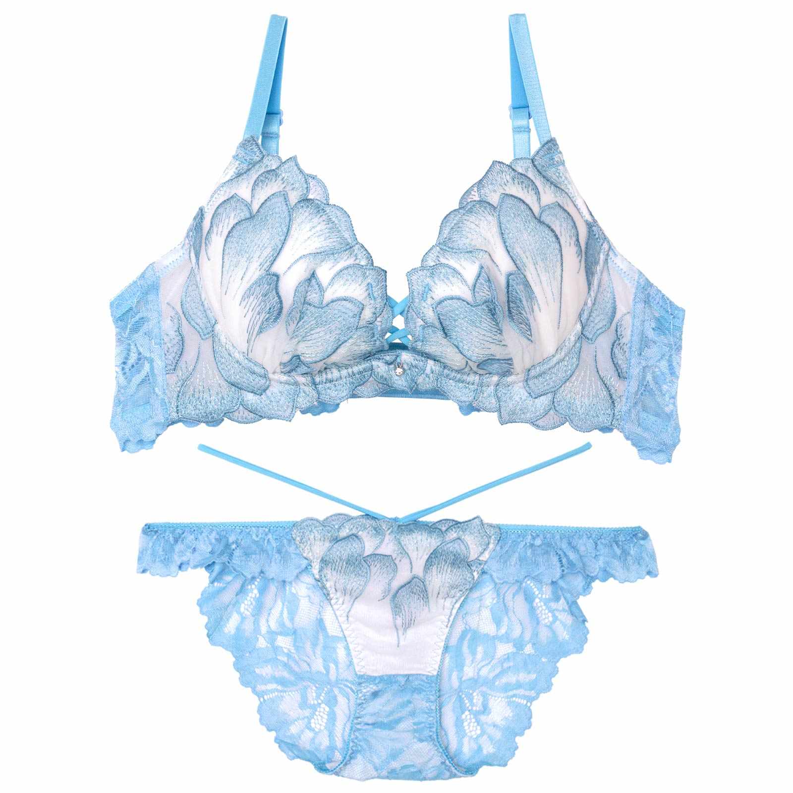 11/15再販!ルミエールペタルレーシーブラジャー&バック透けフルバックショーツ