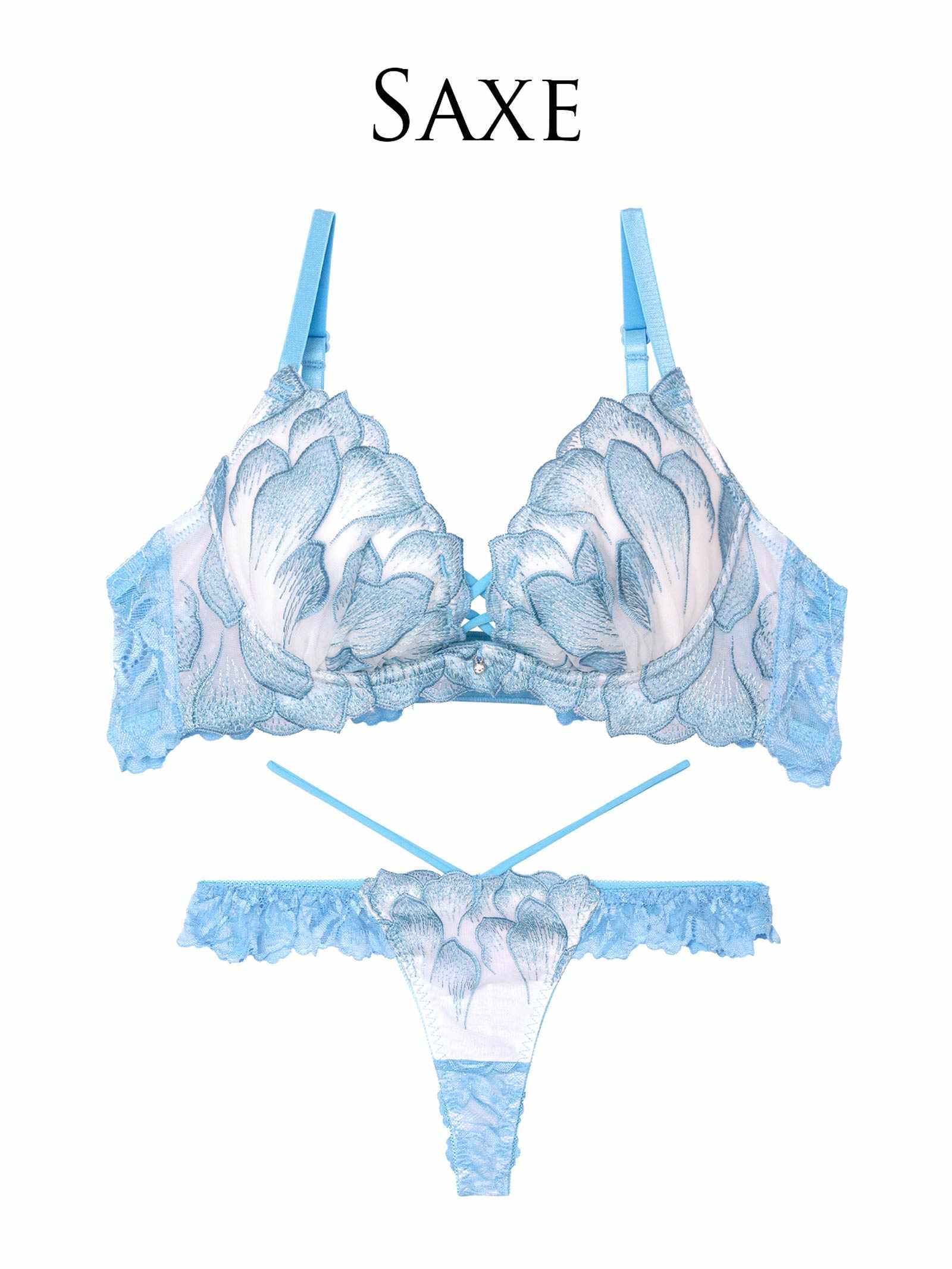 7/2新作!!【永尾まりや着用】【Reinest】ルミエールペタルレーシーブラジャー&バック透けTバックショーツ