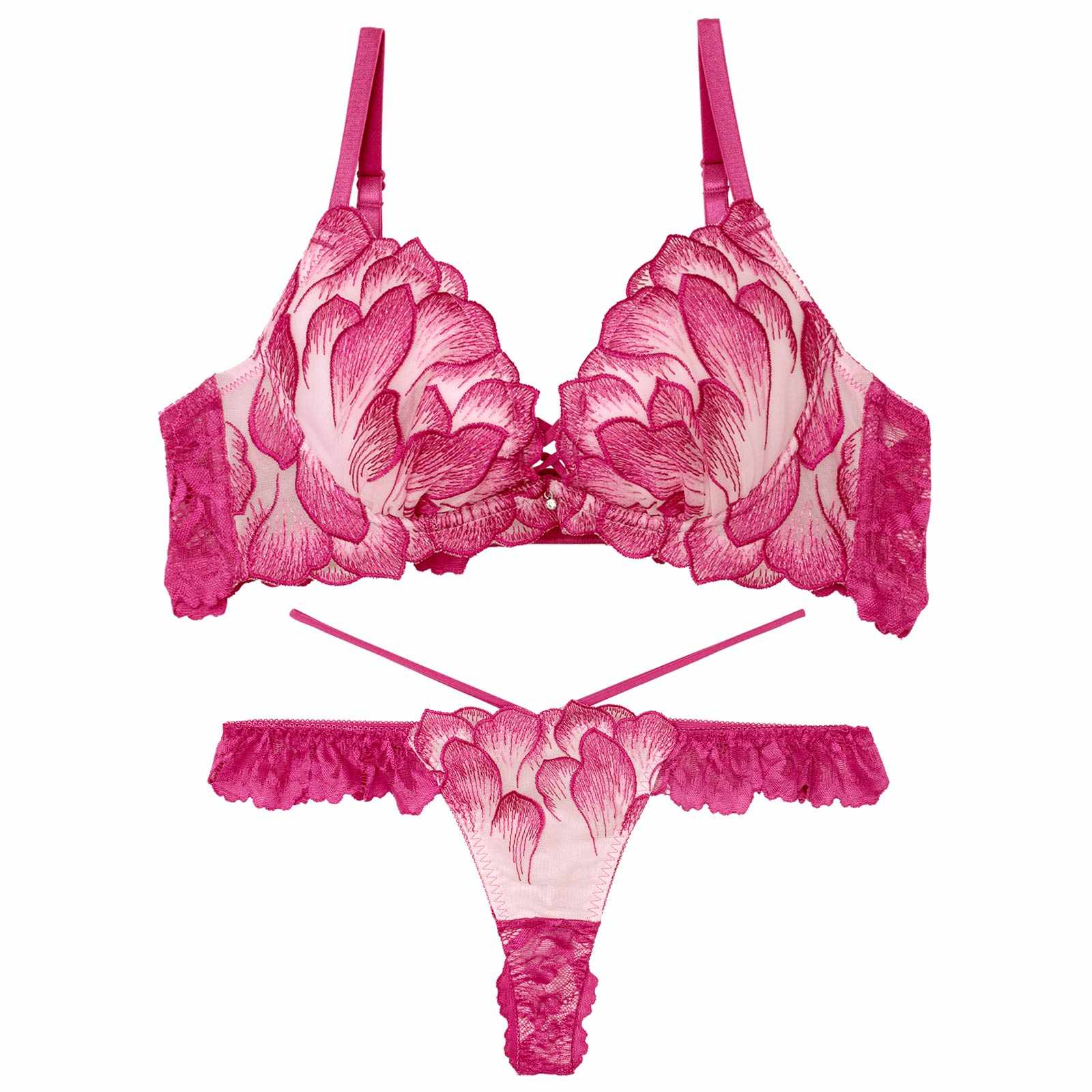 11/15再販!ルミエールペタルレーシーブラジャー&バック透けTバックショーツ